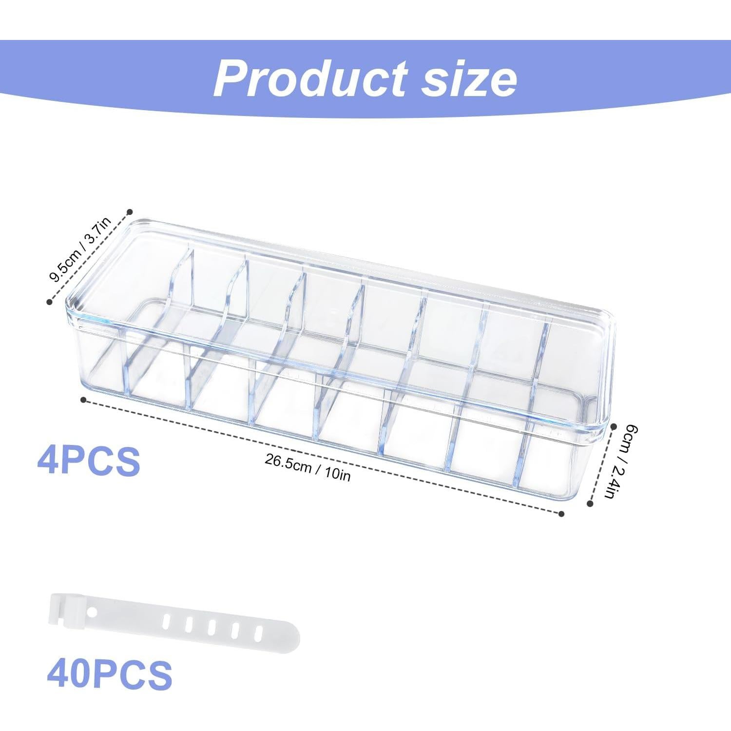Caja organizadora de cables transparente PEUTIER 4 piezas 26.5x9.5x6cm