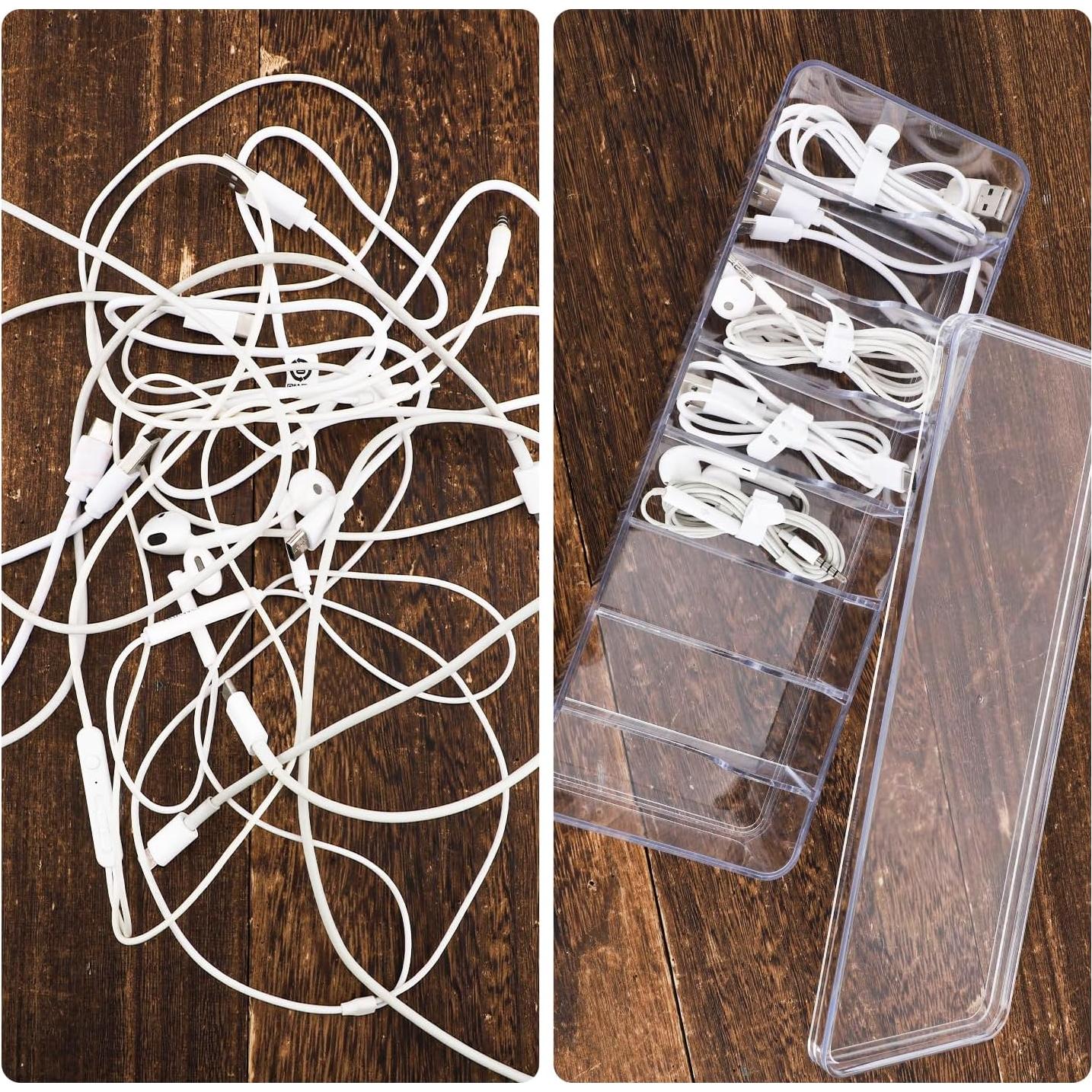 Caja organizadora de cables transparente PEUTIER 4 piezas 26.5x9.5x6cm