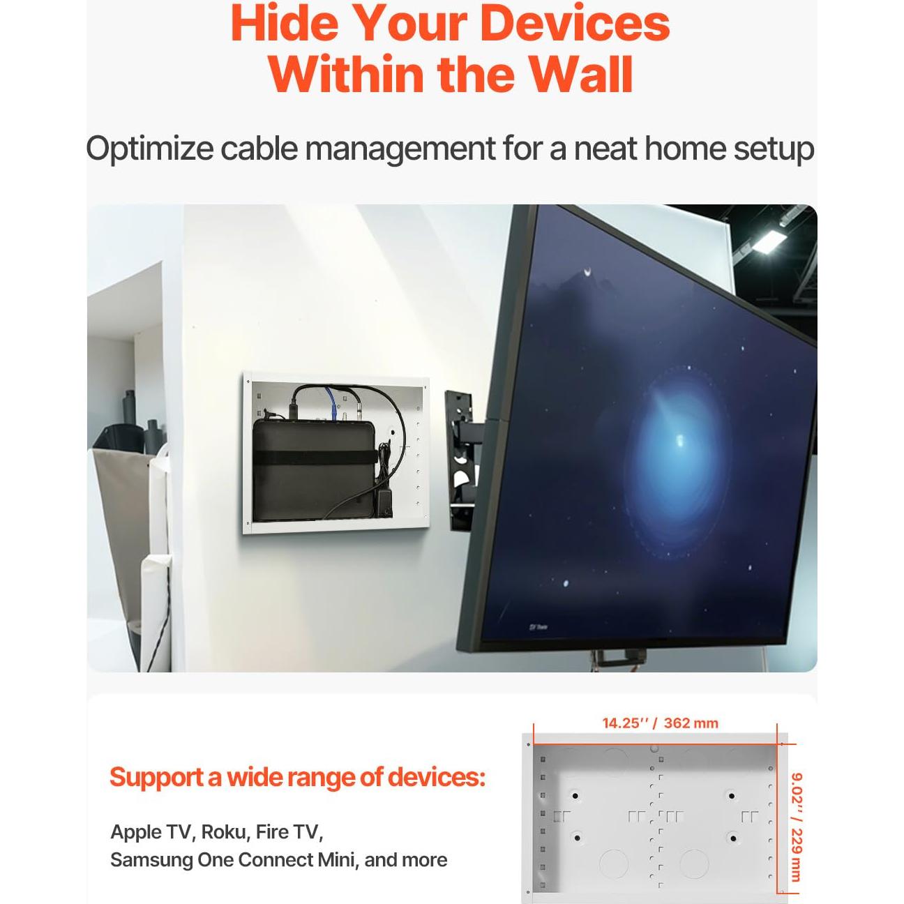 Caja de Medios Empotrada VEVOR 9 Pulgadas Acero Blanco