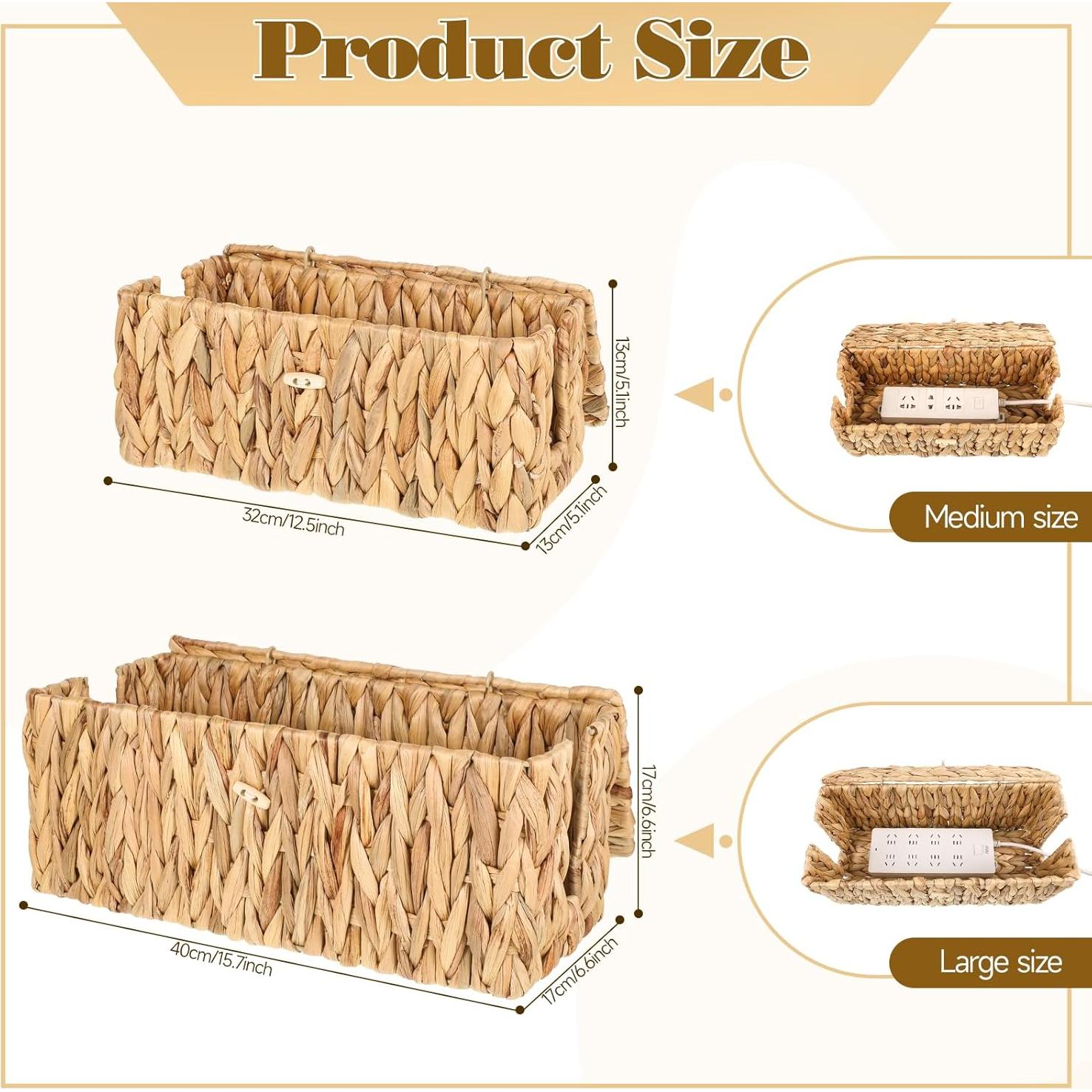 Caja de Gestión de Cables con Tapa WLLHYF 2 Piezas Mimbre