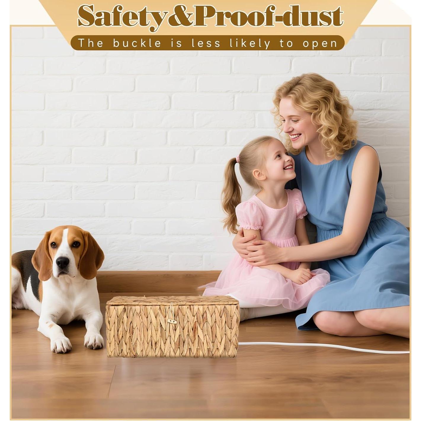 Caja de Gestión de Cables con Tapa WLLHYF 2 Piezas Mimbre