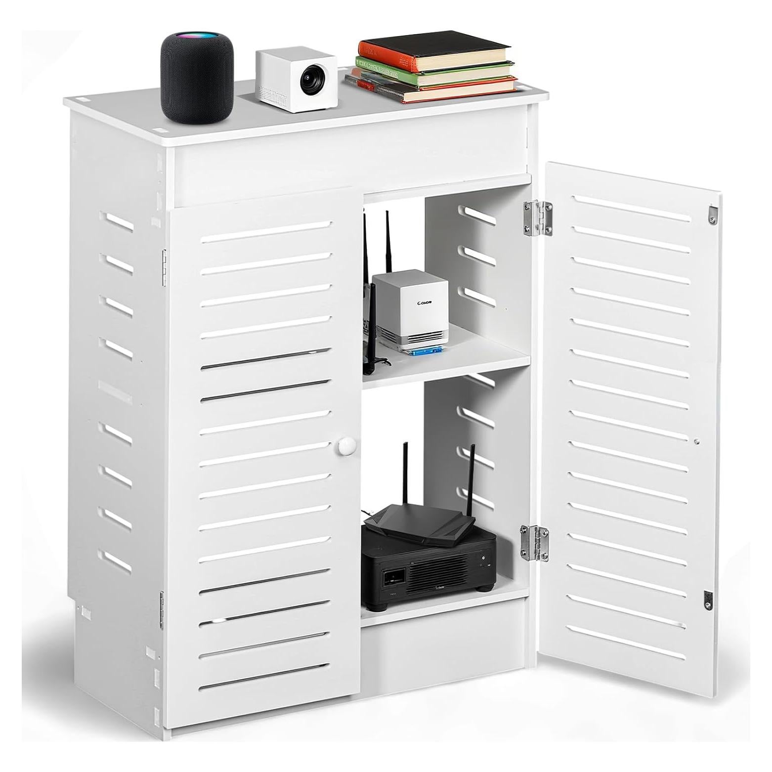 Gabinete de Almacenamiento para Router WiFi Hanaive 50x70x25cm Blanco