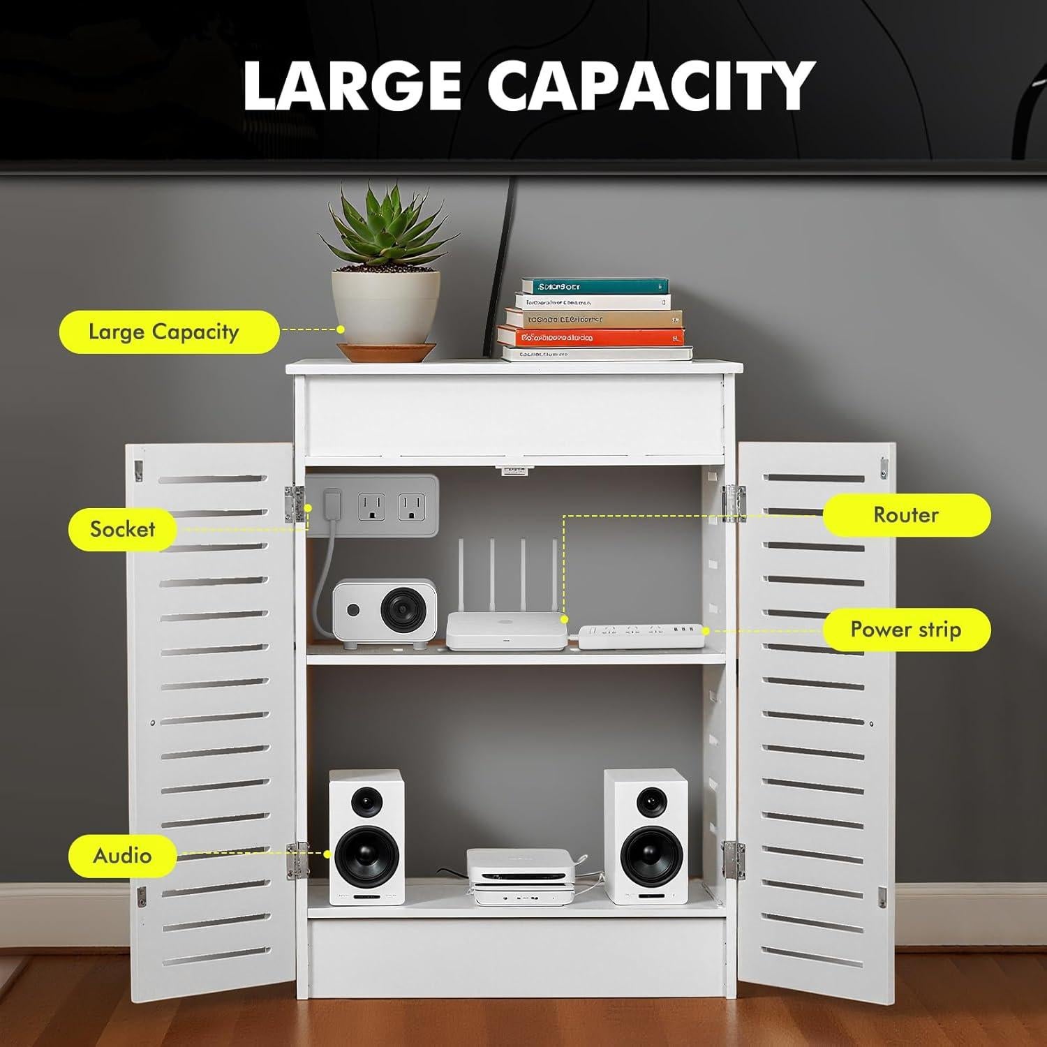 Gabinete de Almacenamiento para Router WiFi Hanaive 50x70x25cm Blanco