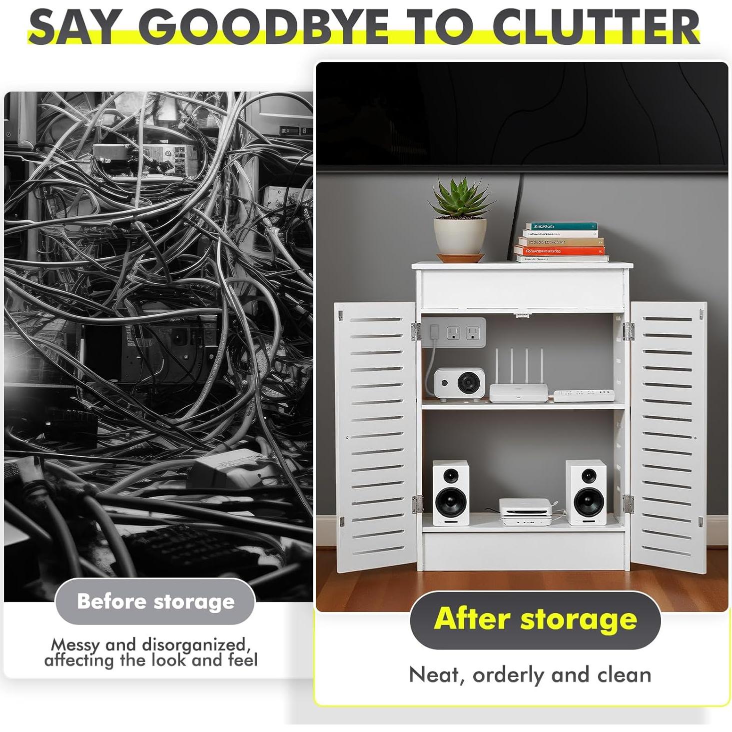 Gabinete de Almacenamiento para Router WiFi Hanaive 50x70x25cm Blanco