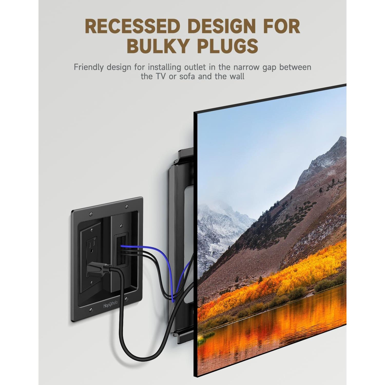 Kit de gestión de cables para TV HAPYTHDA negro 19.9x15.6 cm