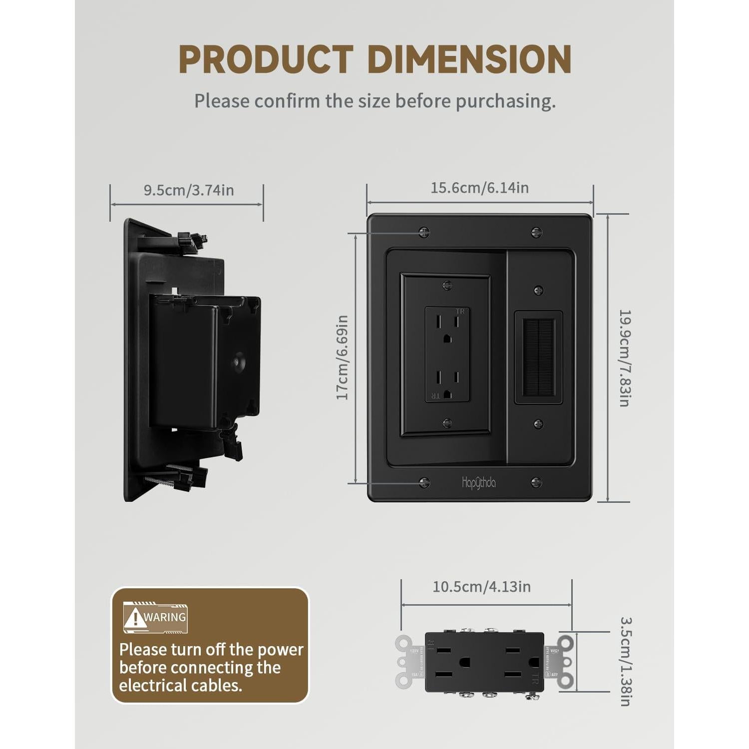 Kit de gestión de cables para TV HAPYTHDA negro 19.9x15.6 cm