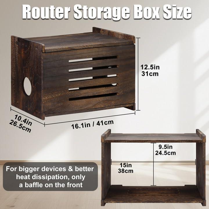 Caja de Almacenamiento para Router Wifi Yemotopro Madera 41x26.5x31cm