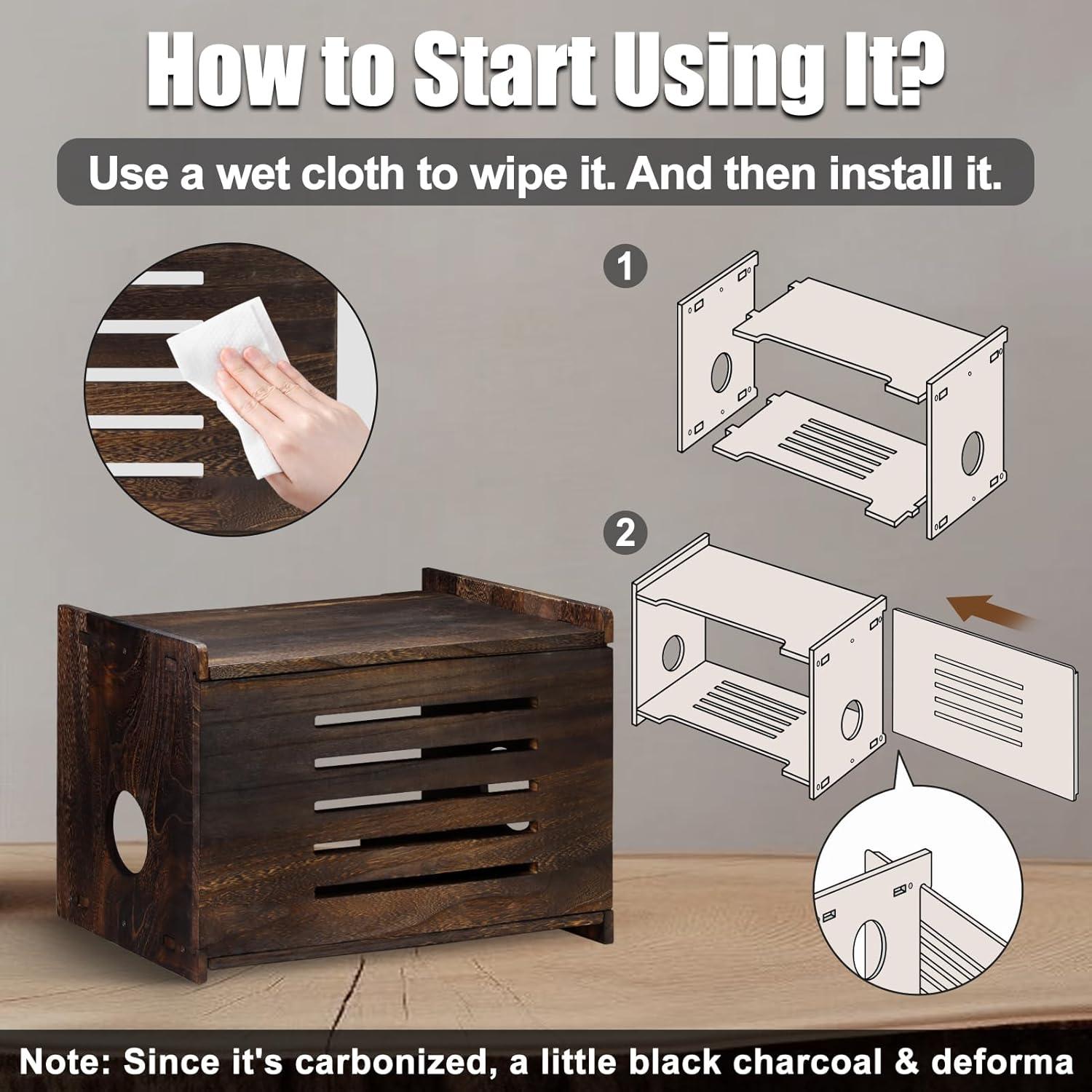 Caja de Almacenamiento para Router Wifi Yemotopro Madera 41x26.5x31cm