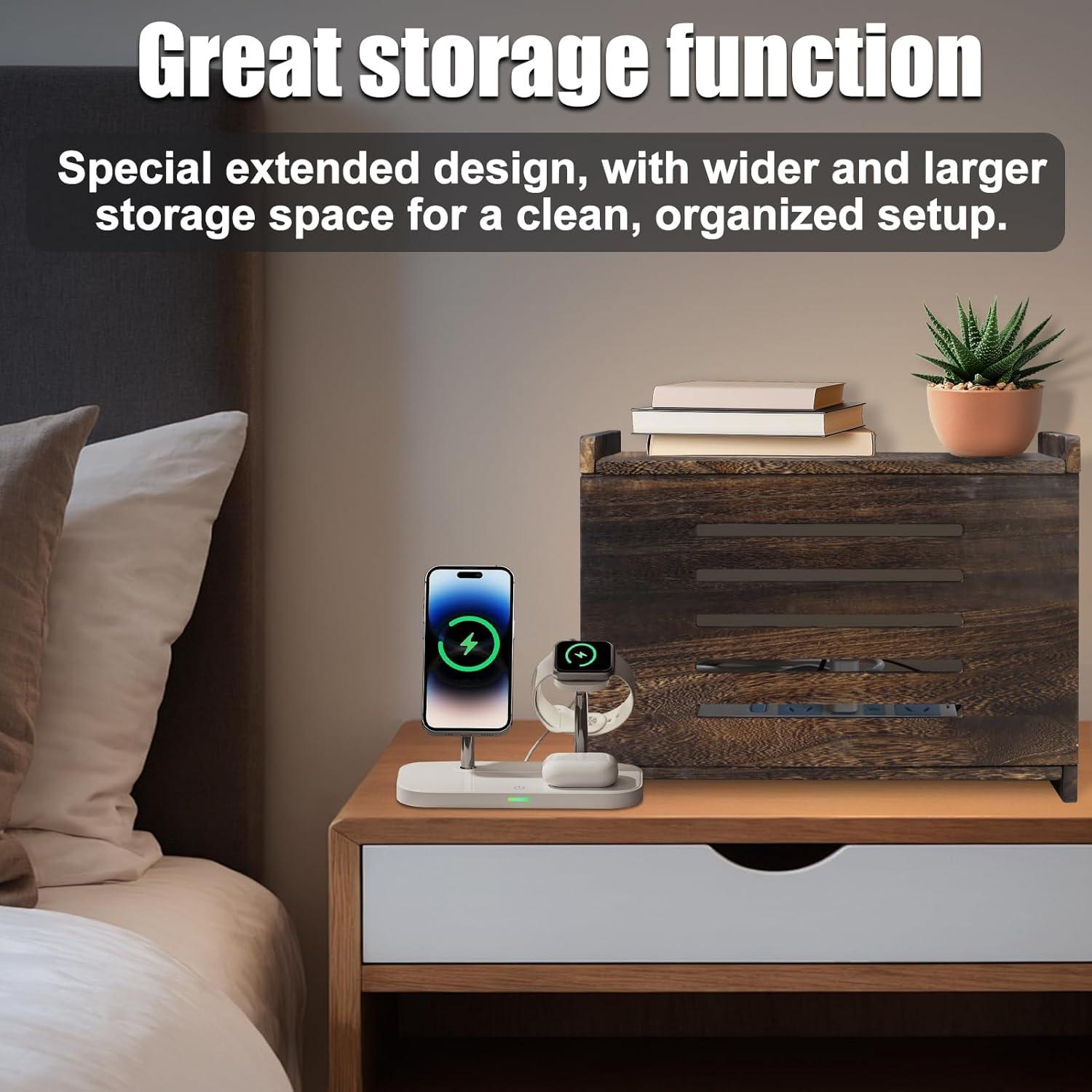 Caja de Almacenamiento para Router Wifi Yemotopro Madera 41x26.5x31cm