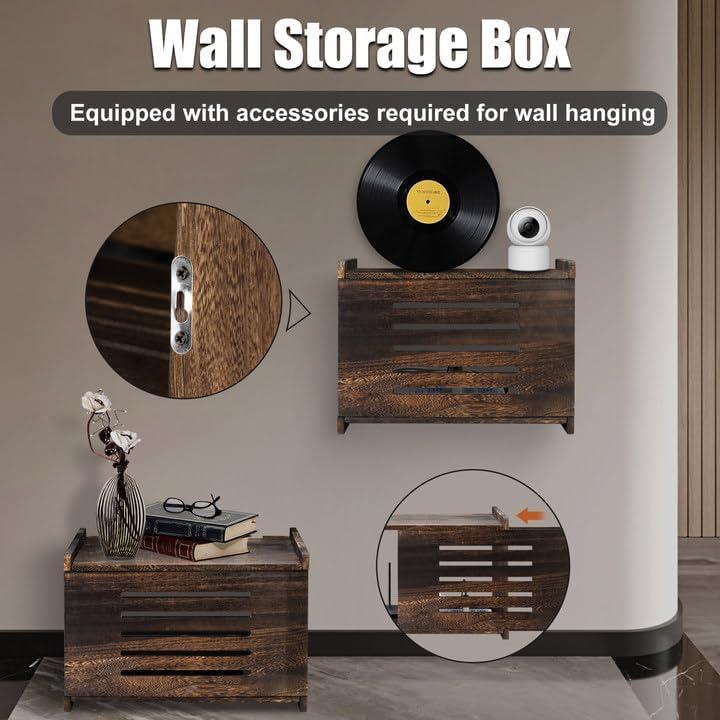 Caja de Almacenamiento para Router Wifi Yemotopro Madera 41x26.5x31cm