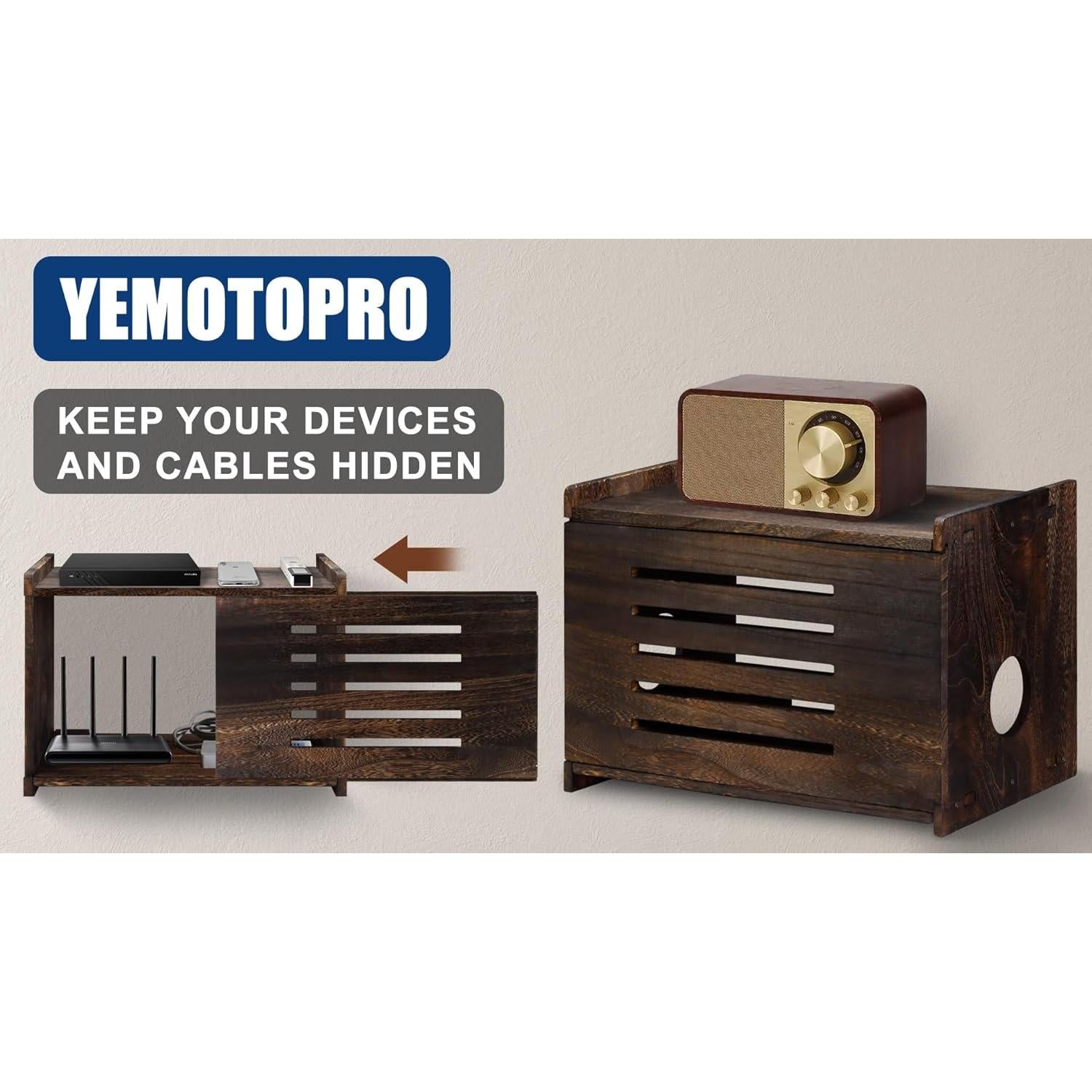 Caja de Almacenamiento para Router Wifi Yemotopro Madera 41x26.5x31cm