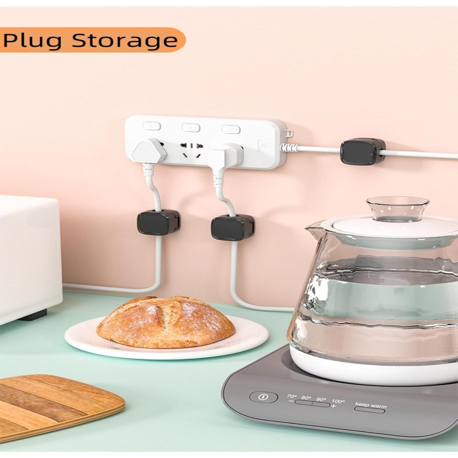 Paquete de 10 Clips Adhesivos para Cables Negro - Organizador de Escritorio