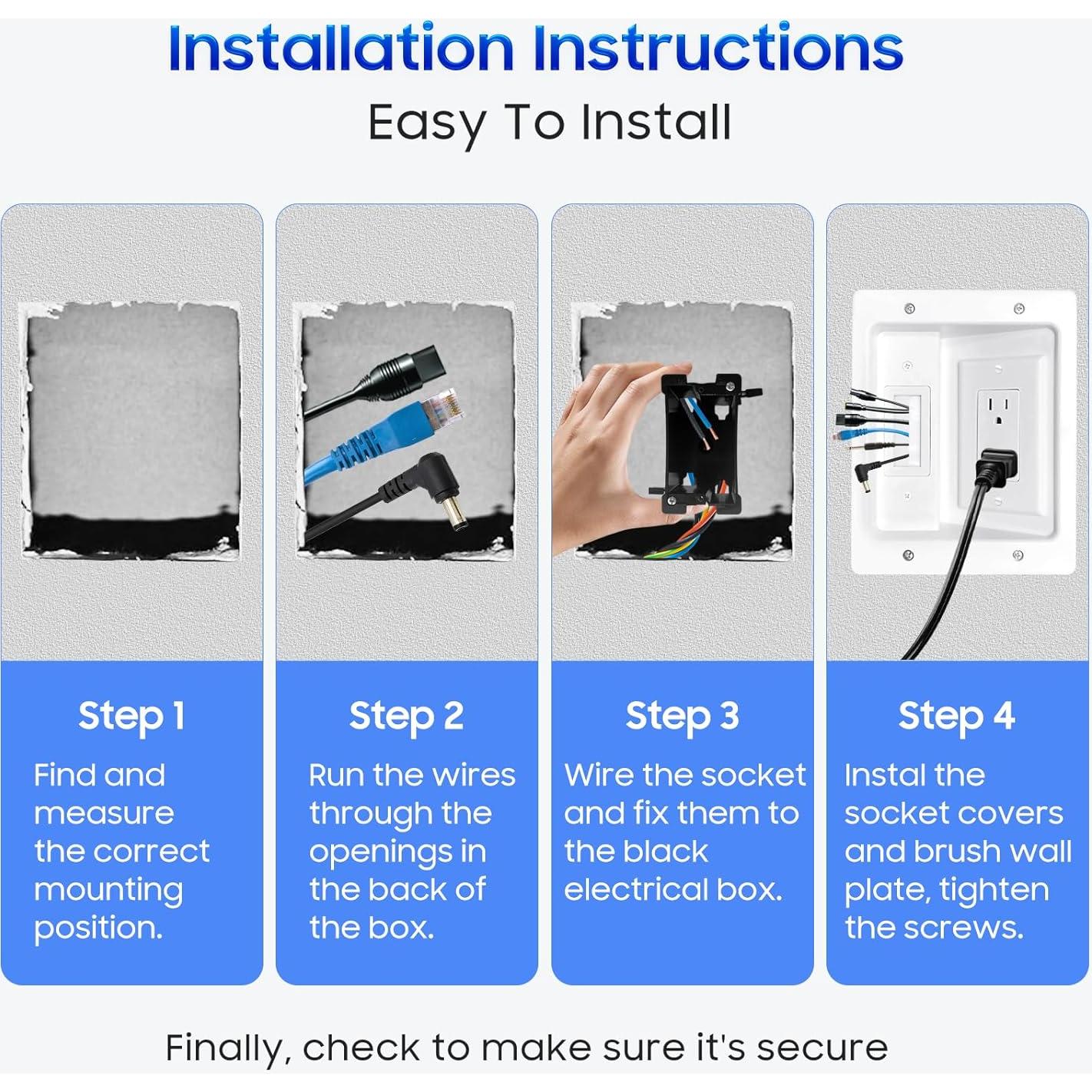 Caja de Salida Empotrada FANYINTY 15.7x20.1 cm Gestión de Cables