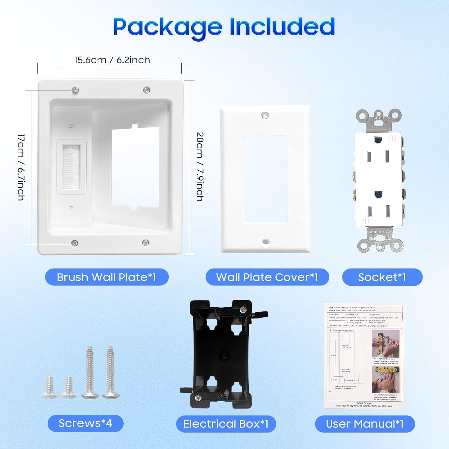 Caja de Salida Empotrada FANYINTY 15.7x20.1 cm Gestión de Cables