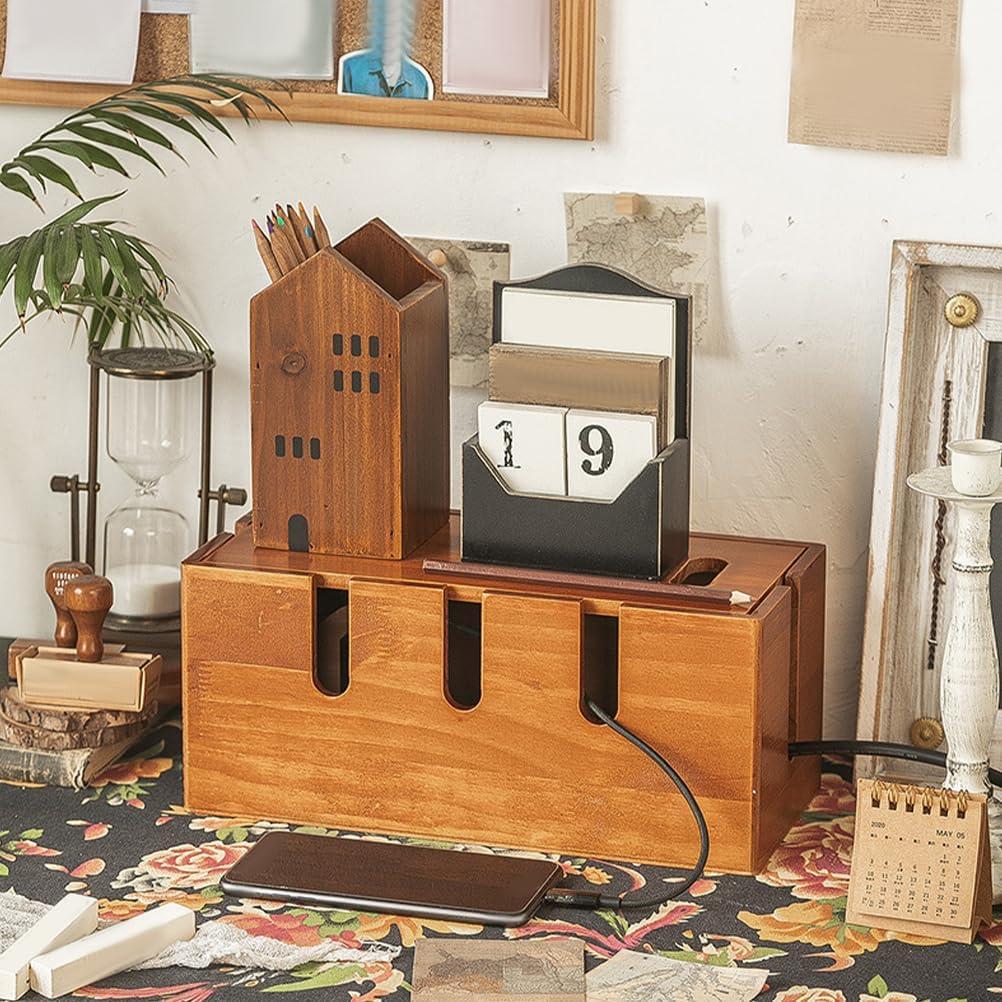 Caja de Gestión de Cables TOVINANNA 30.5cm Madera Organizador