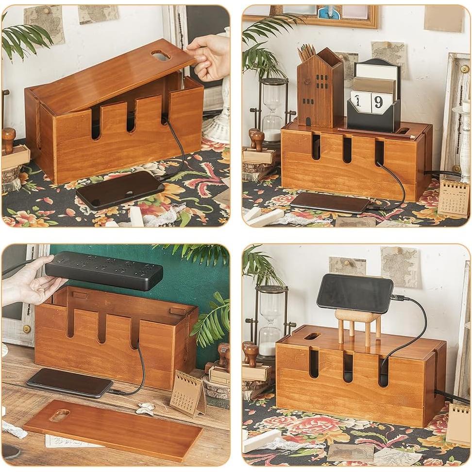 Caja de Gestión de Cables TOVINANNA 30.5cm Madera Organizador