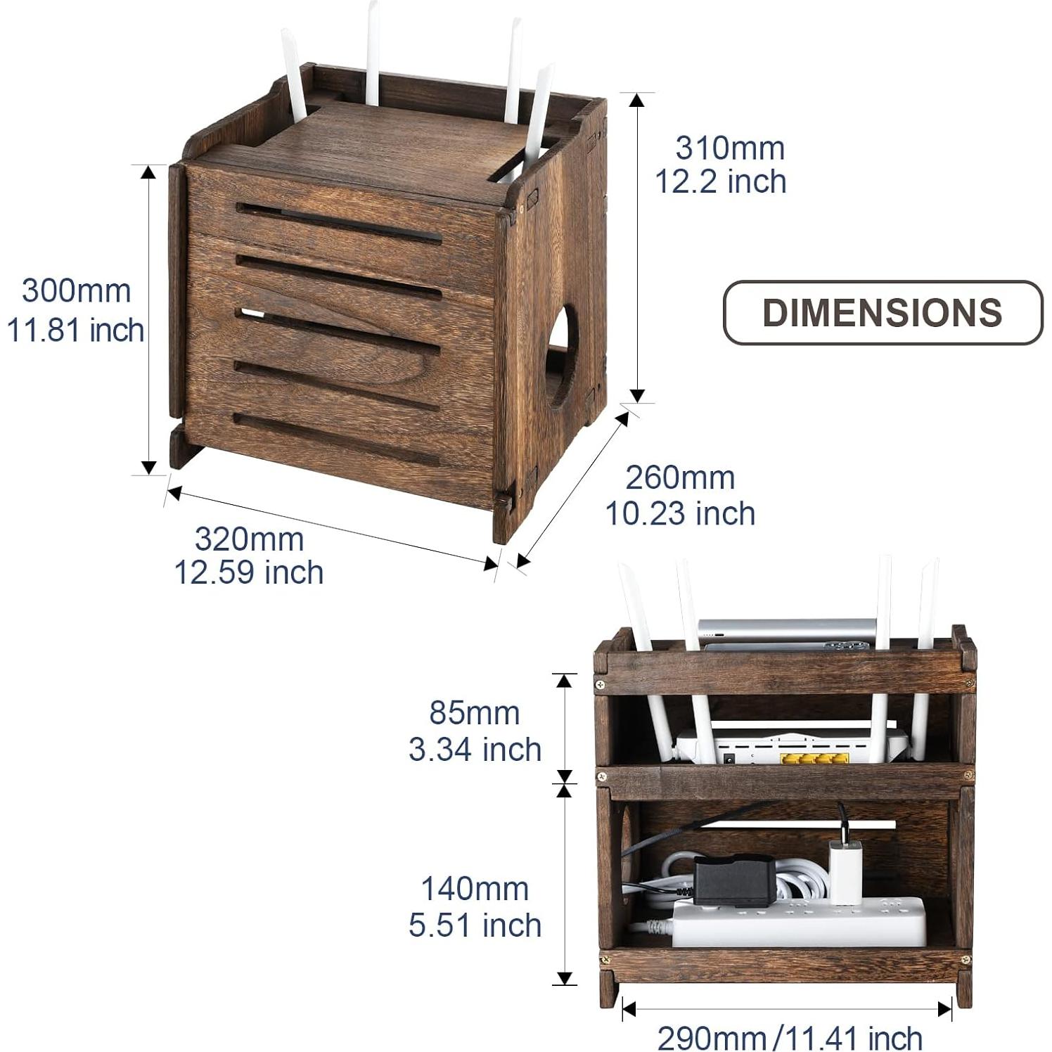 Caja de Almacenamiento BEARUT para Router y Regleta de Madera