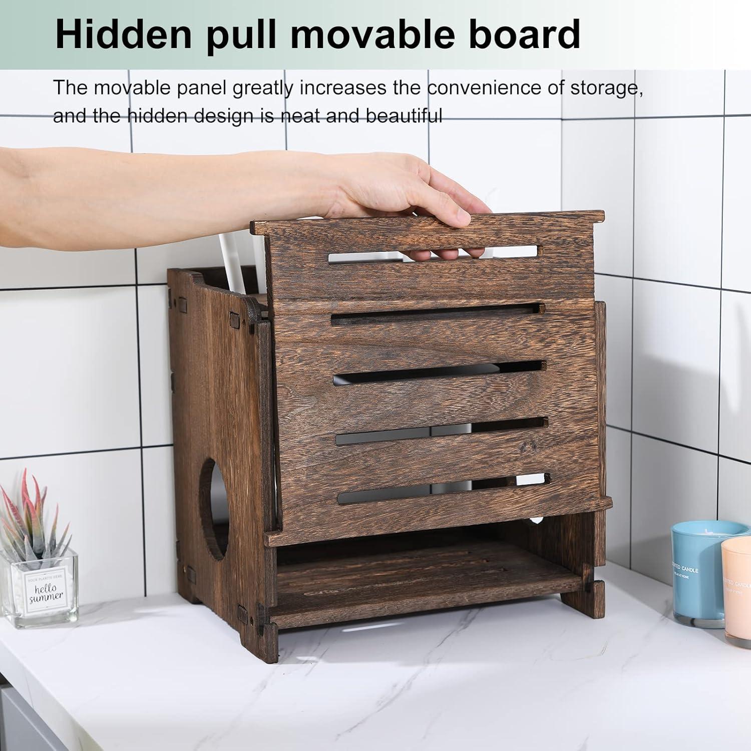 Caja de Almacenamiento BEARUT para Router y Regleta de Madera