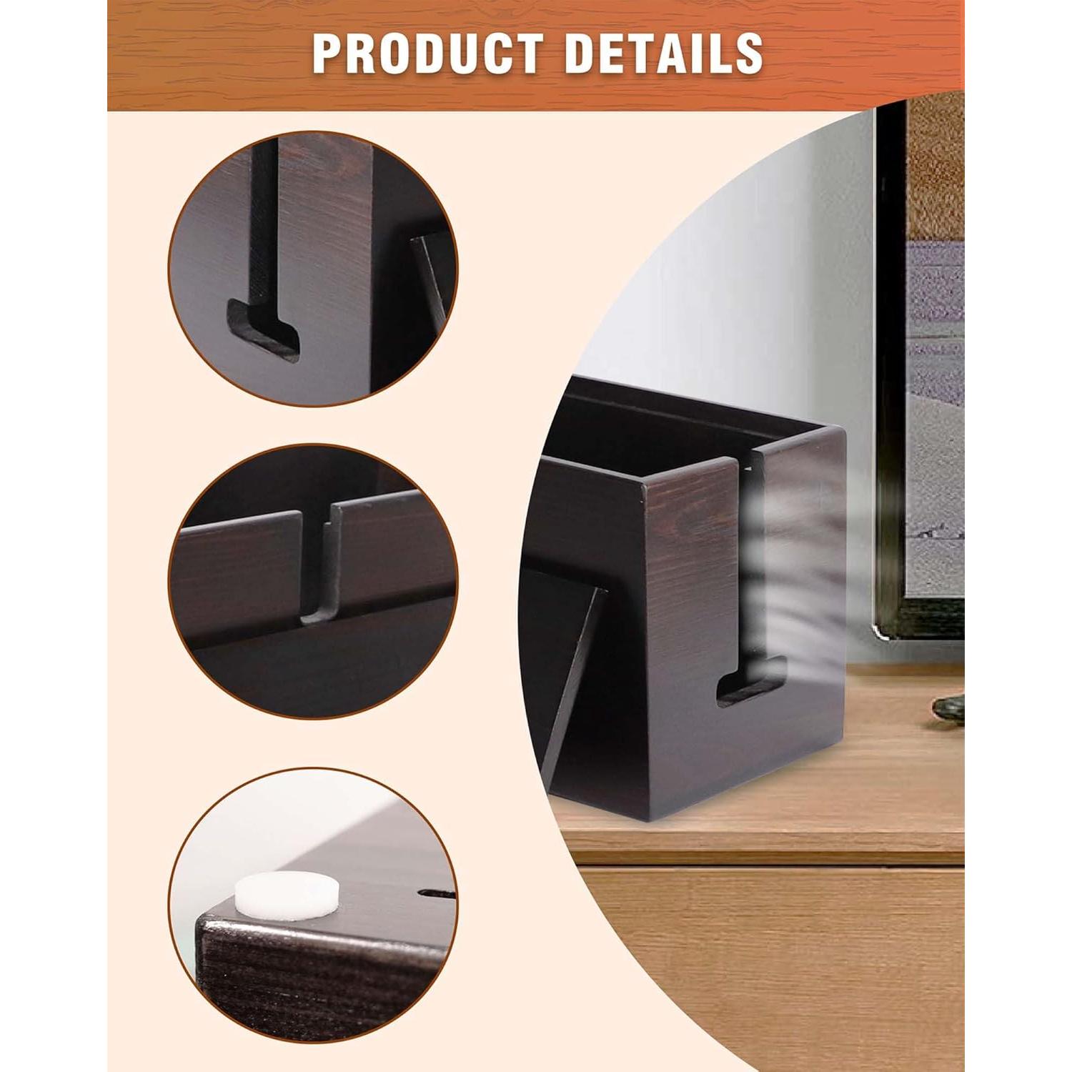 Caja Organizadora de Cables Erwuldor Grande Madera Natural 36.1x14x16cm