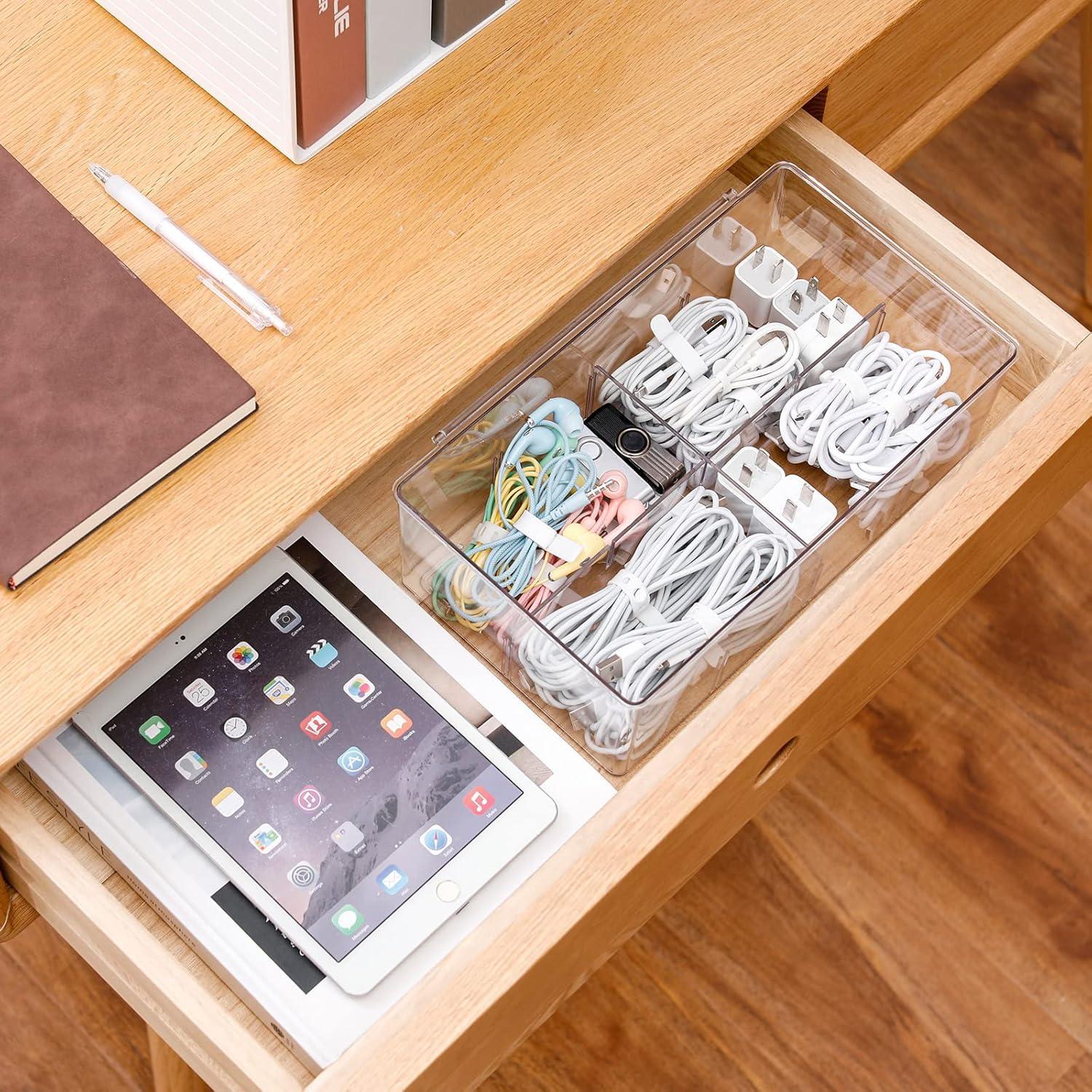 Caja organizadora de cables Yesesion grande con tapa y 10 lazos