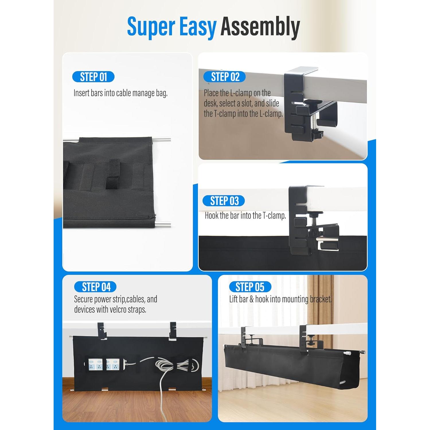 Bandeja Grande para Gestión de Cables Cinati 72.1 cm Soporta 30 lbs