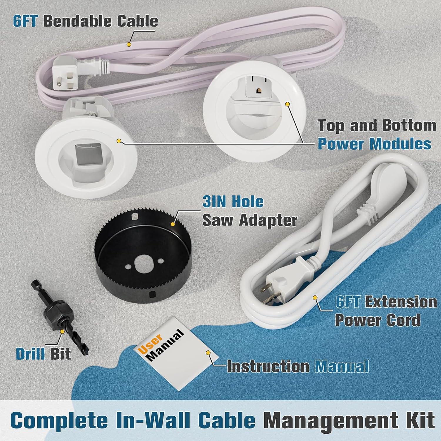 Kit de Gestión de Cables en Pared PRLF TVCHB-Y-B 1.52m