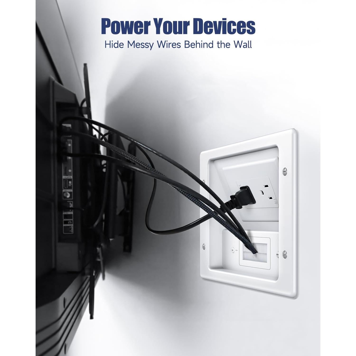 Kit de Gestión de Cables en Pared ZEXMTE Blanco 19.9x15.6cm