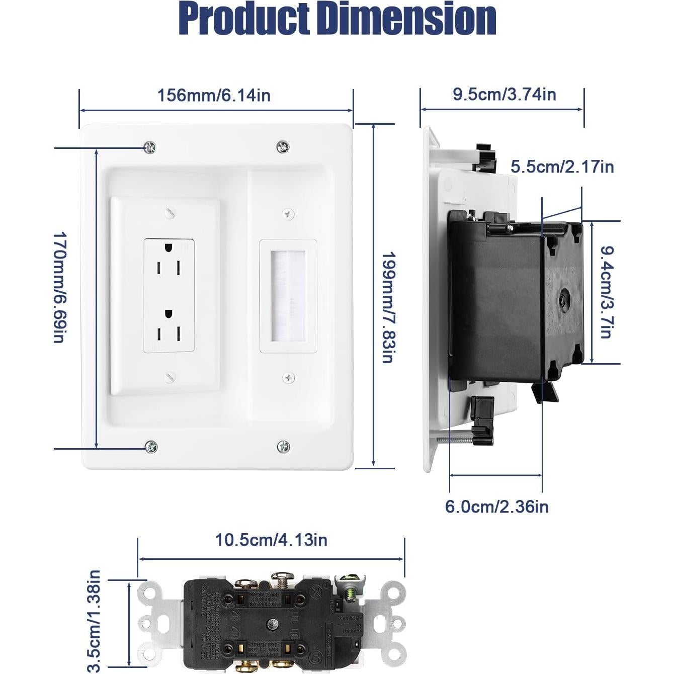 Kit de Gestión de Cables en Pared ZEXMTE Blanco 19.9x15.6cm