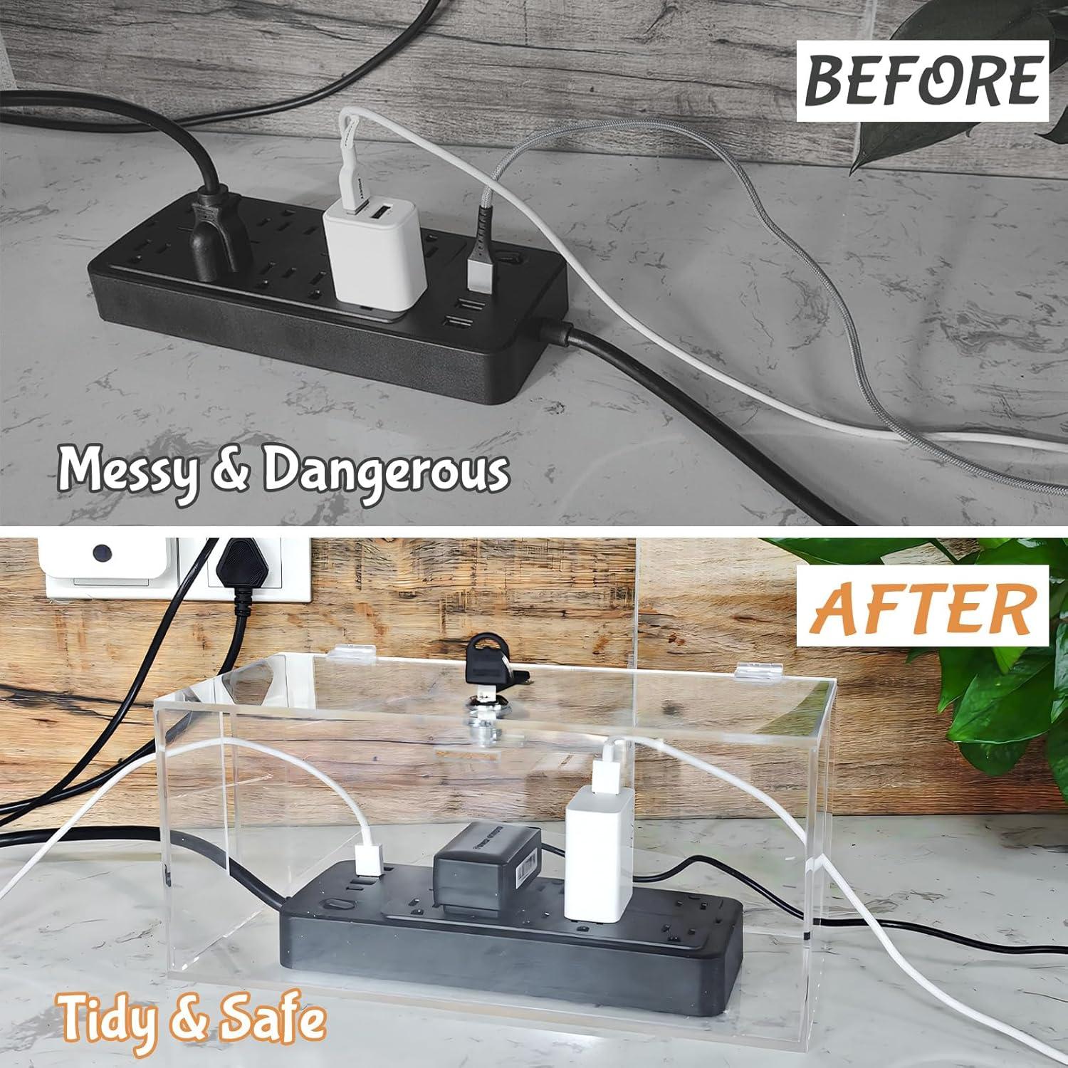 Caja Organizadora de Cables 2PCS Acrílico PILISPARK Transparente