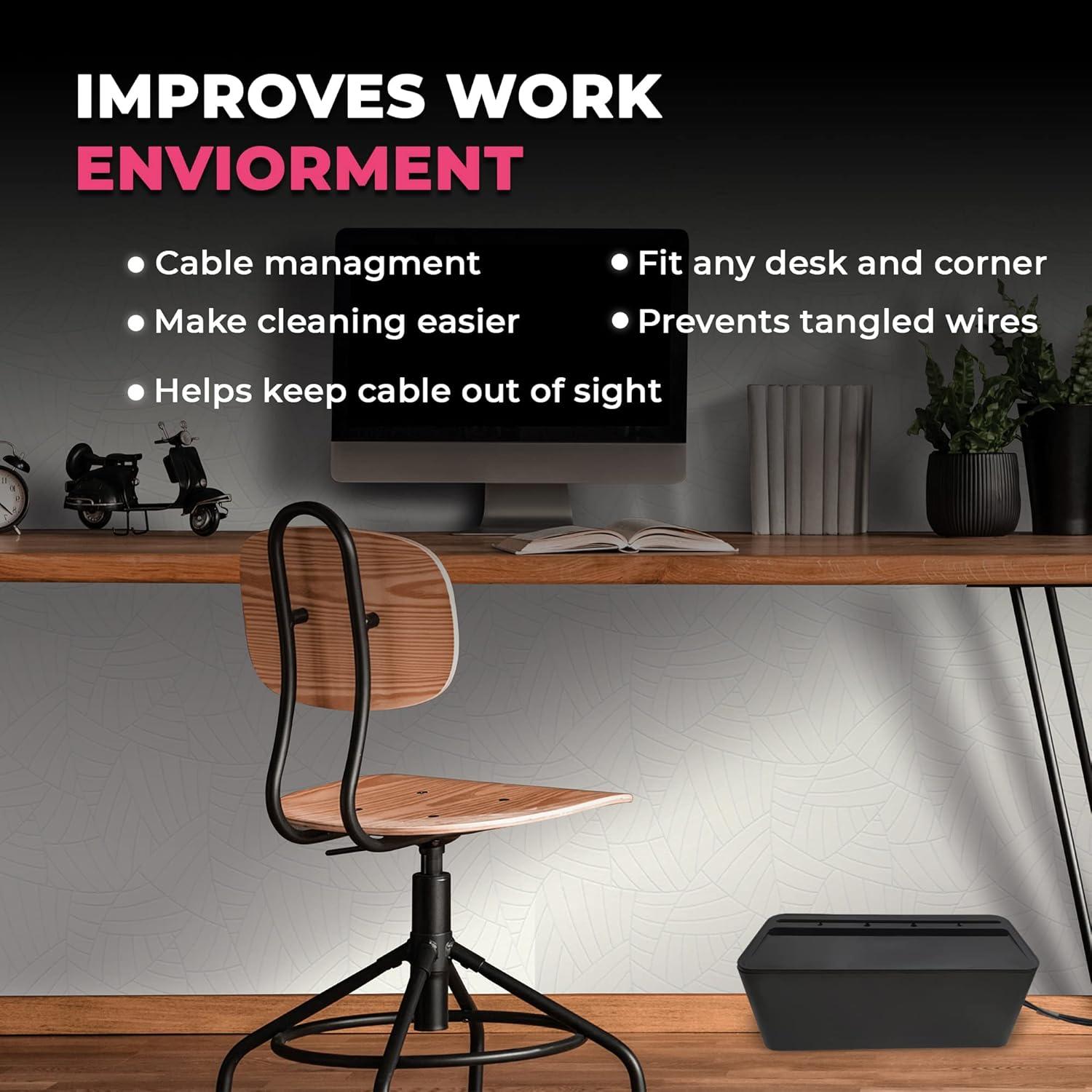 Caja de Gestión de Cables Genérico Mediana 32x13.7cm Negra