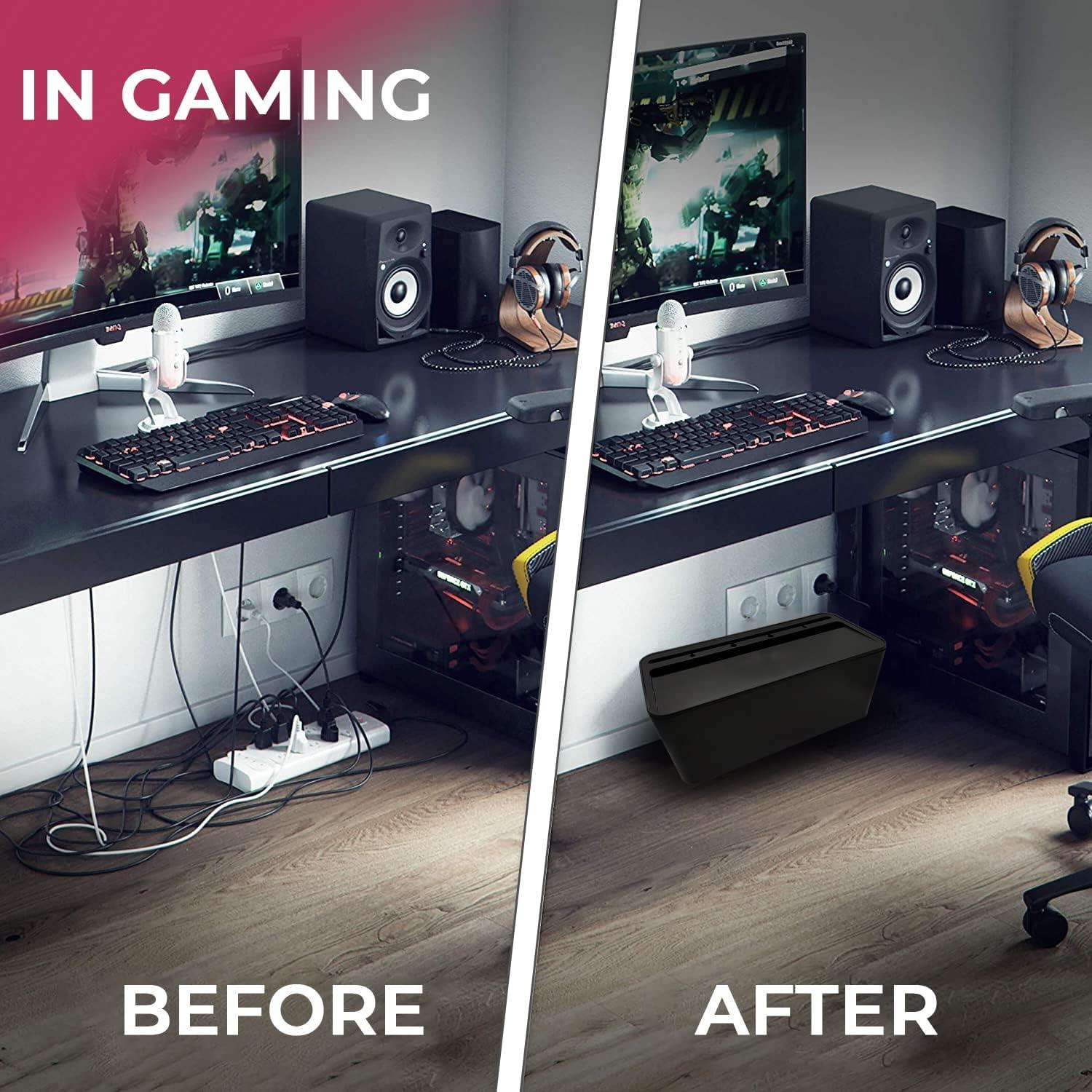 Caja de Gestión de Cables Genérico Mediana 32x13.7cm Negra