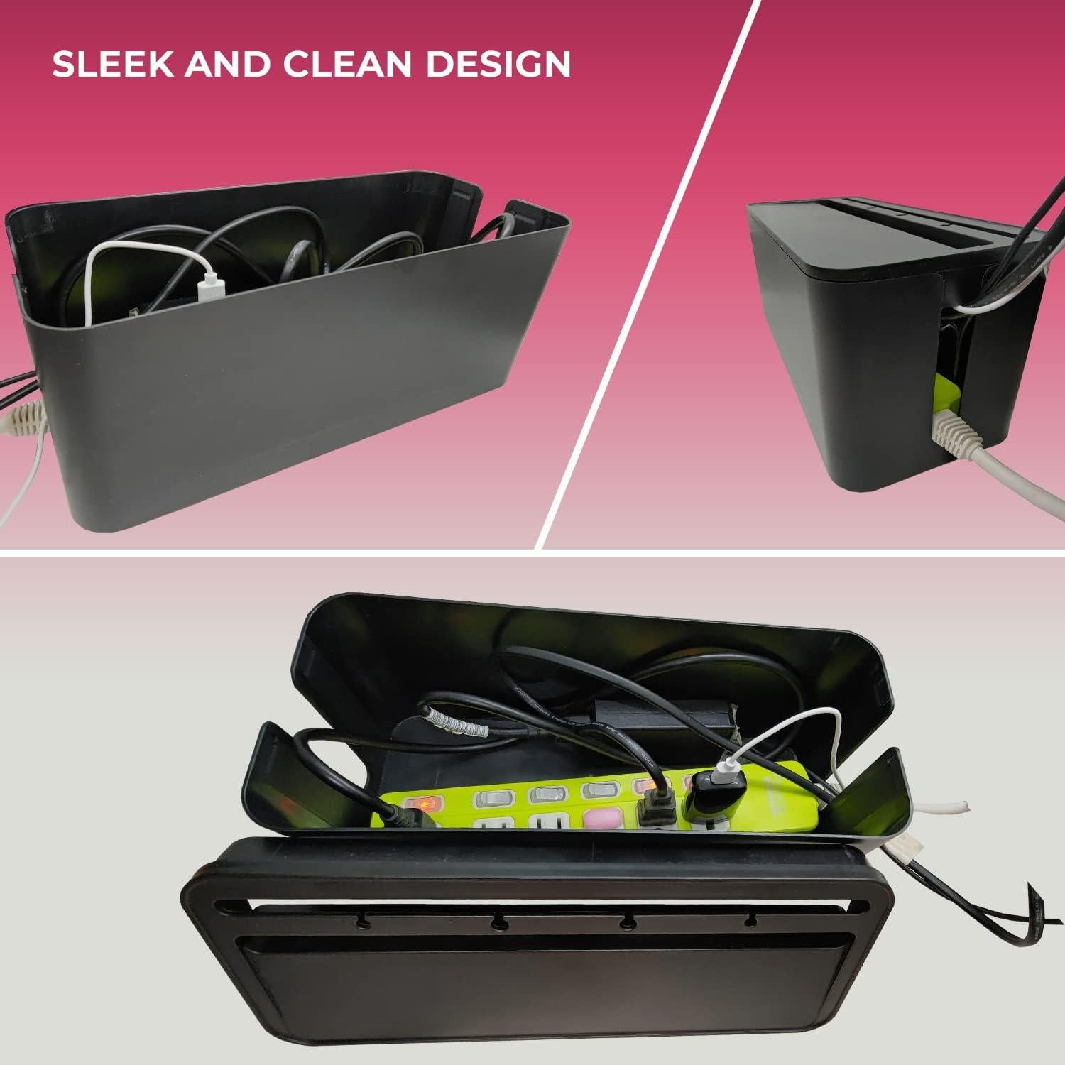 Caja de Gestión de Cables Genérico Mediana 32x13.7cm Negra