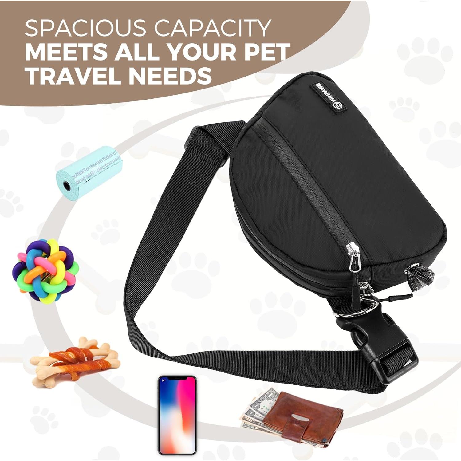 Bolsa de golosinas para perros Winpaws negra con clicker y soporte