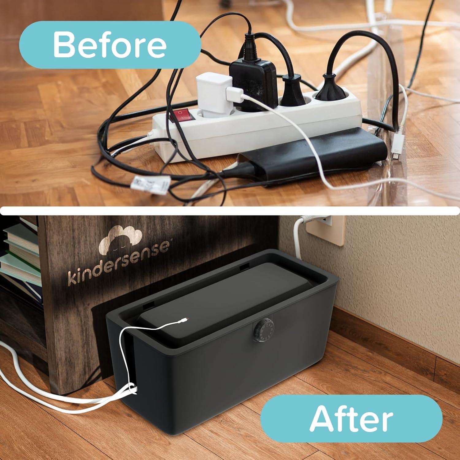 Caja de Gestión de Cables KinderSense - Organizador Negro 76.2x33.8x33.8 cm