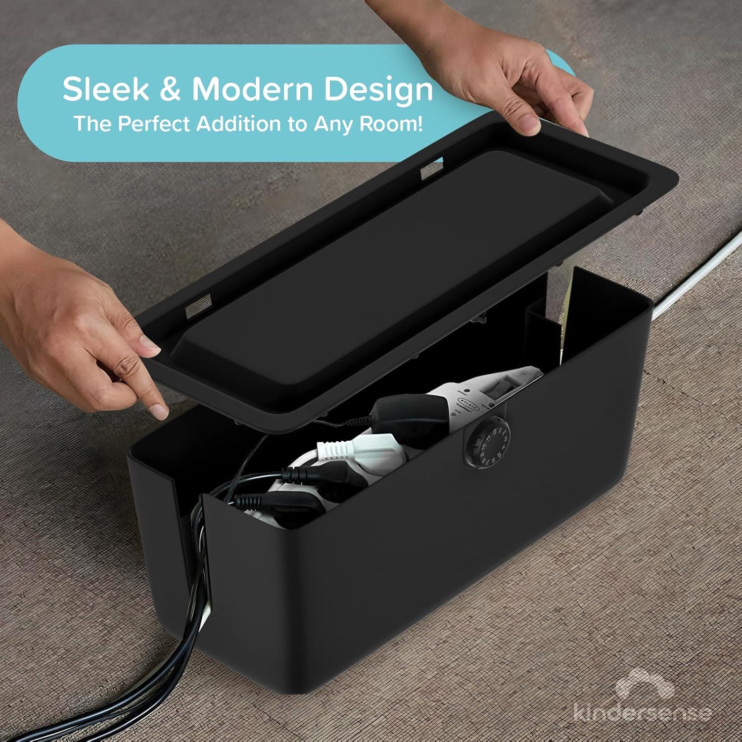Caja de Gestión de Cables KinderSense - Organizador Negro 76.2x33.8x33.8 cm