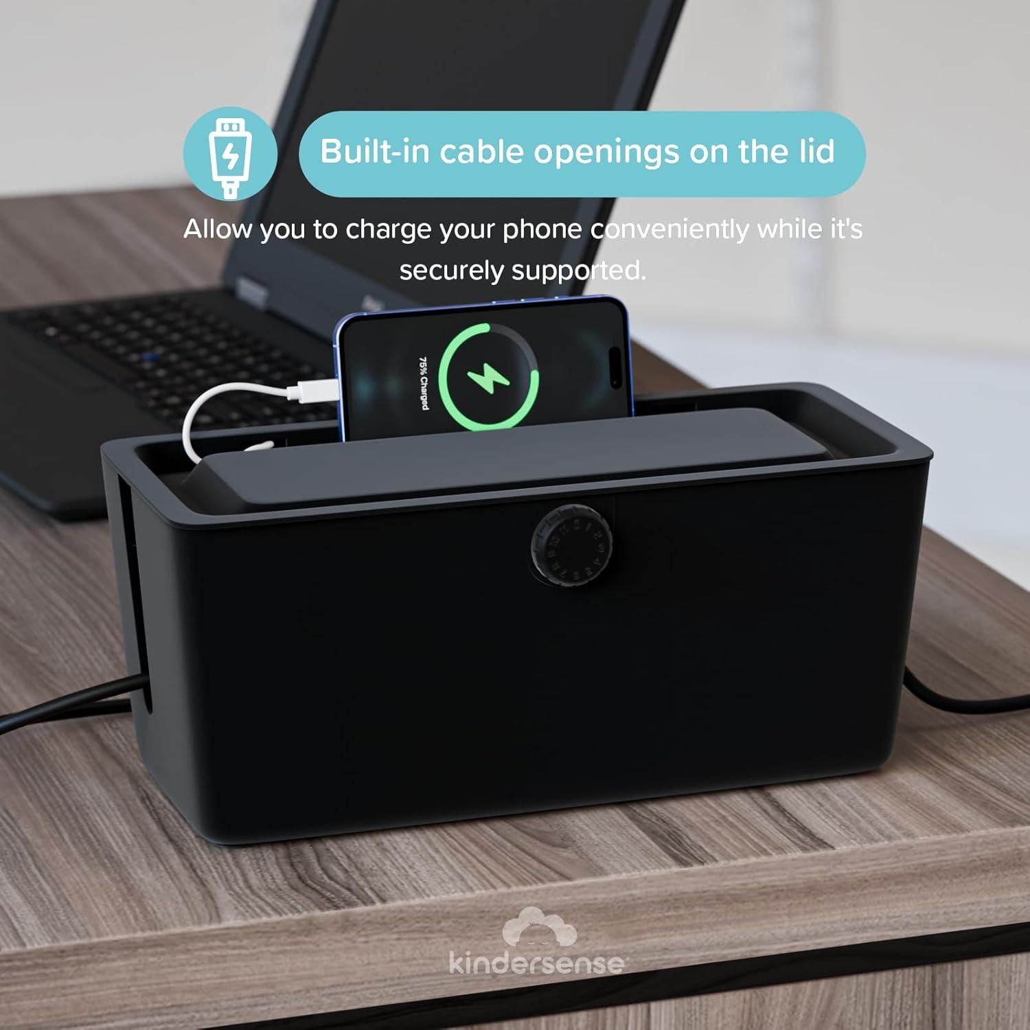 Caja de Gestión de Cables KinderSense - Organizador Negro 76.2x33.8x33.8 cm