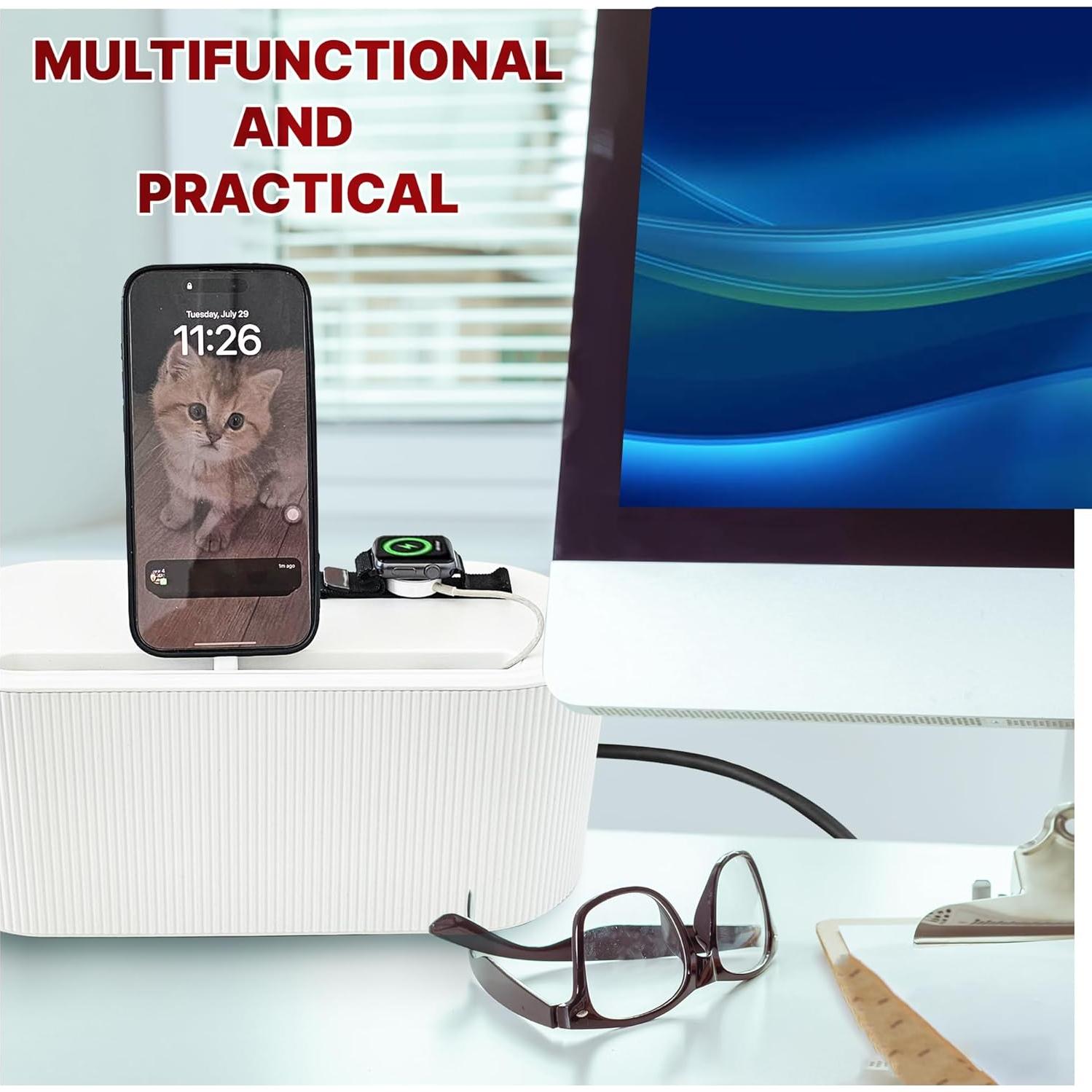 Caja Organizadora de Cables Roujili Blanca Grande 31.4x13.3x12.4cm