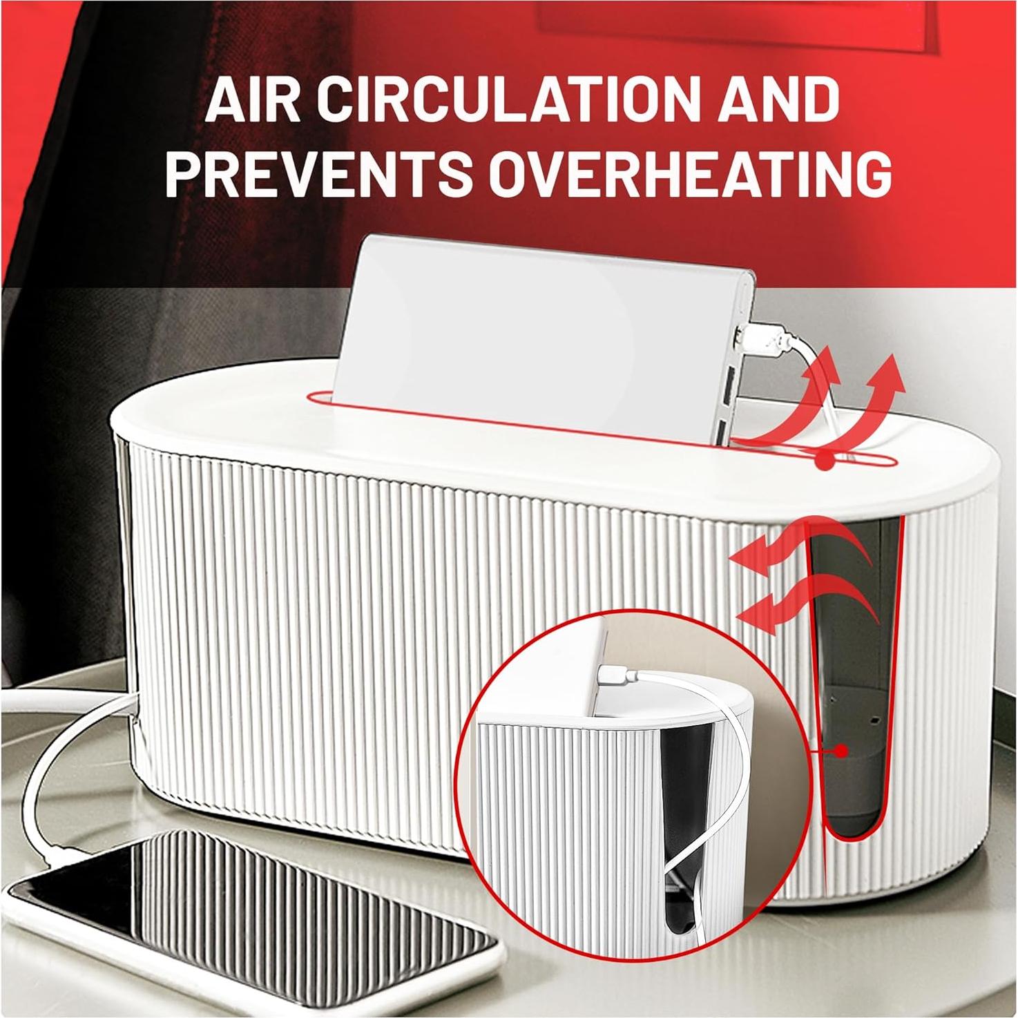 Caja Organizadora de Cables Roujili Blanca Grande 31.4x13.3x12.4cm