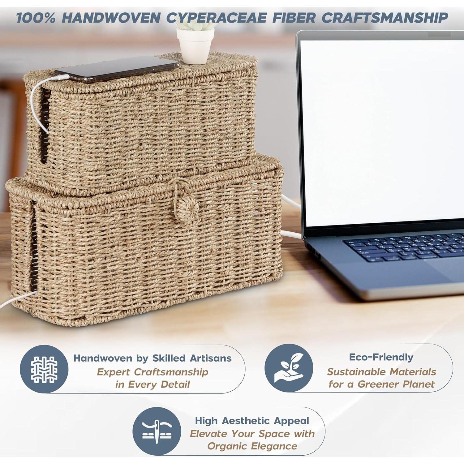 Juego de Cajas Organizadoras de Cables Cyperaceae - 2 Piezas