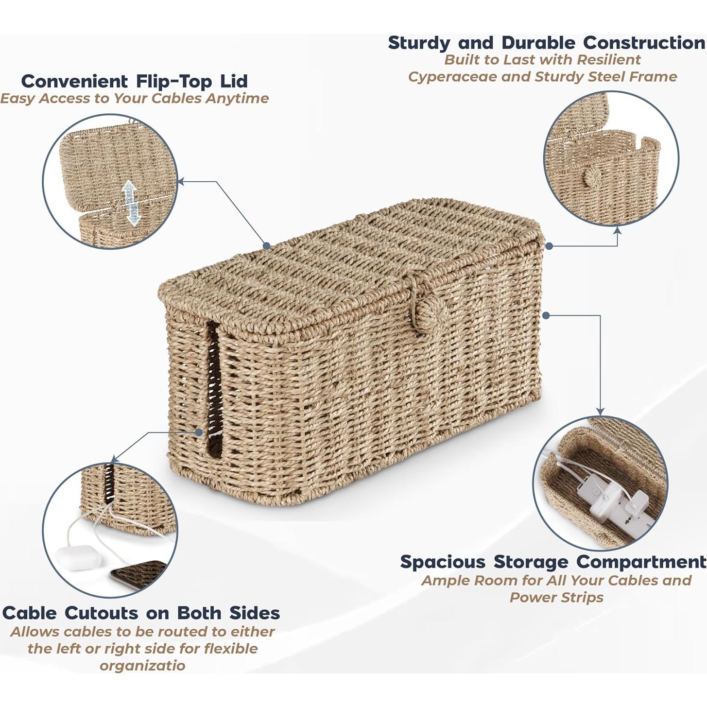 Juego de Cajas Organizadoras de Cables Cyperaceae - 2 Piezas