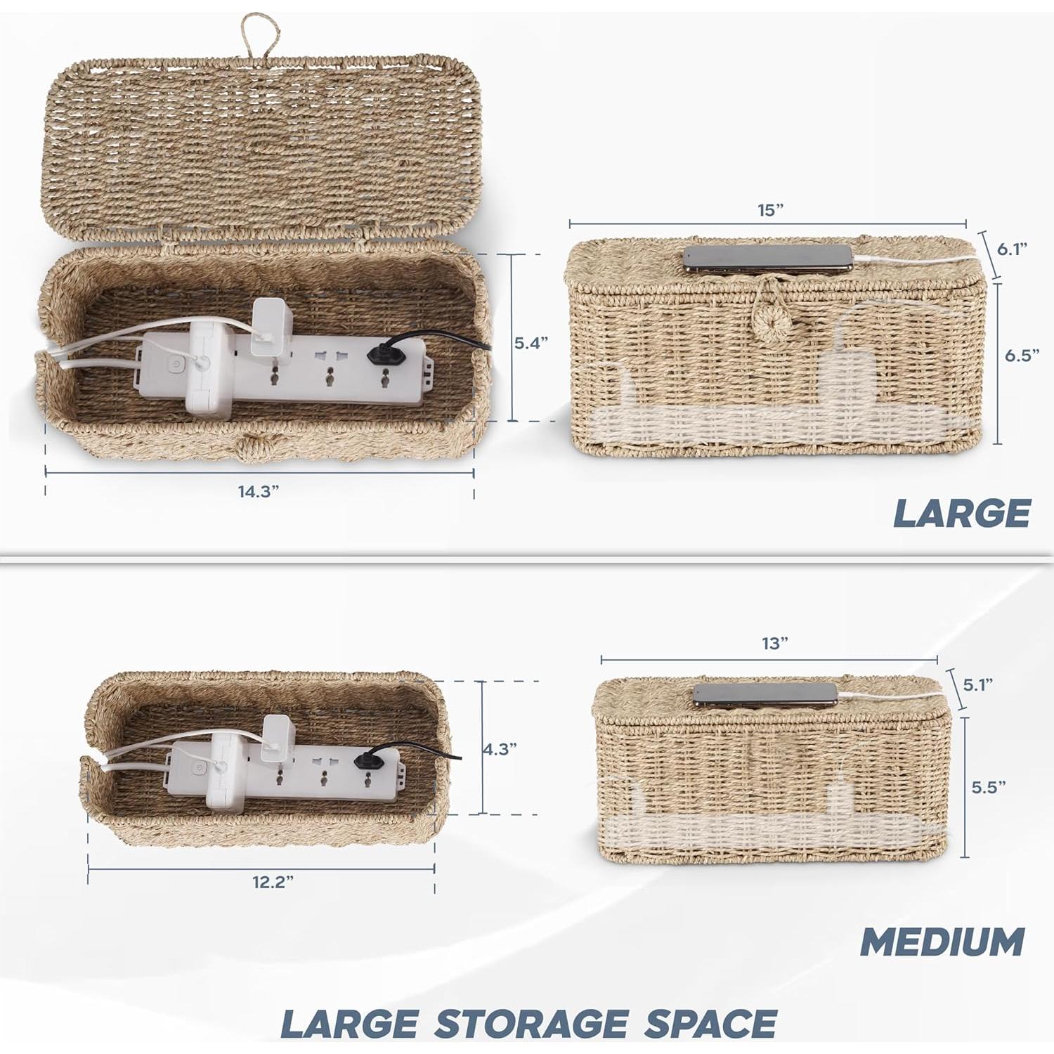 Juego de Cajas Organizadoras de Cables Cyperaceae - 2 Piezas