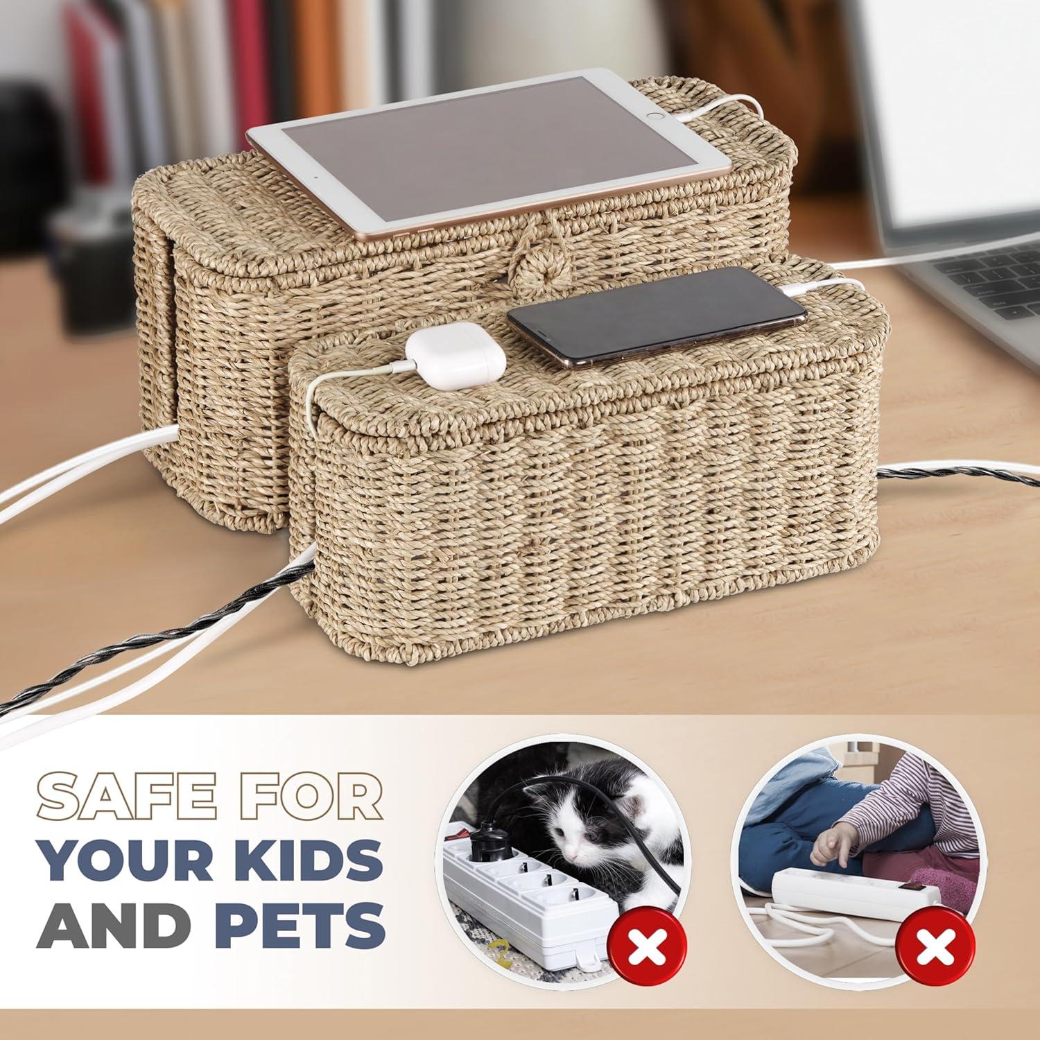 Juego de Cajas Organizadoras de Cables Cyperaceae - 2 Piezas