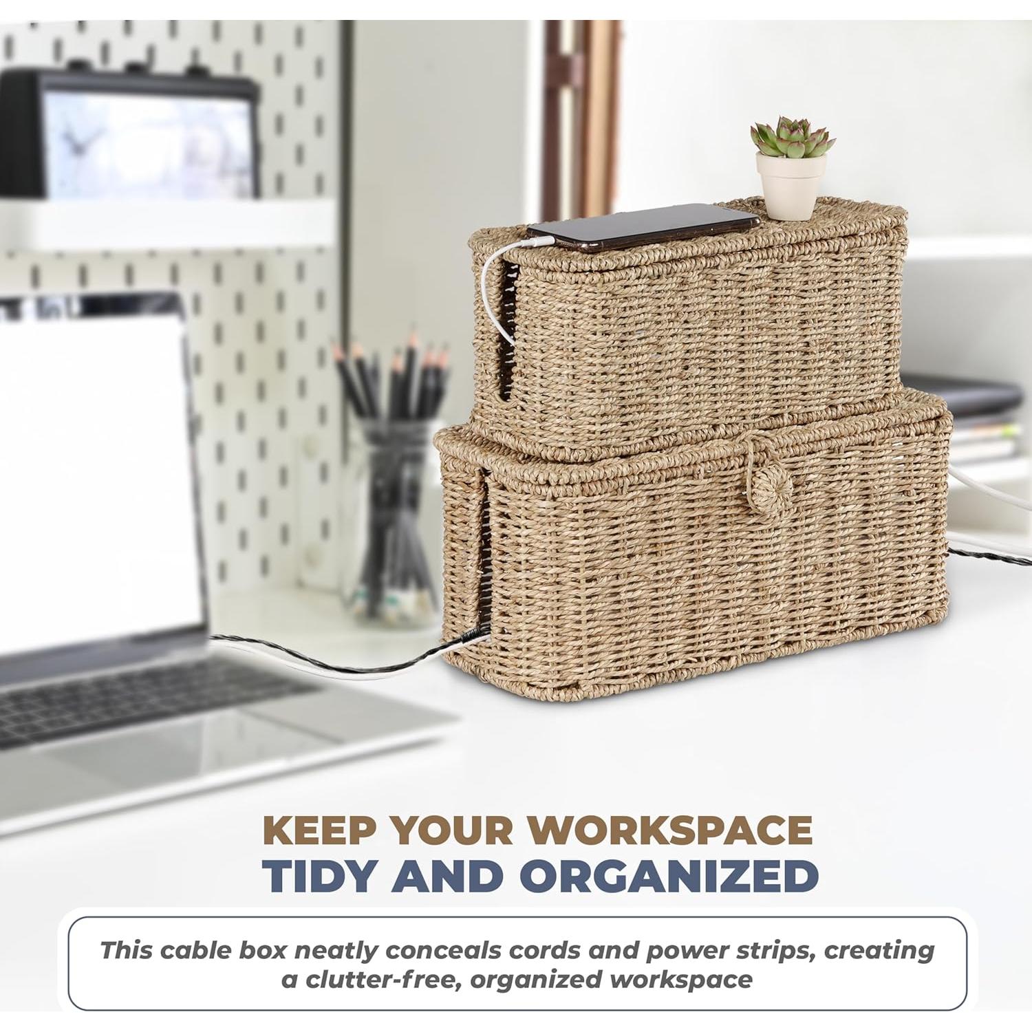 Juego de Cajas Organizadoras de Cables Cyperaceae - 2 Piezas