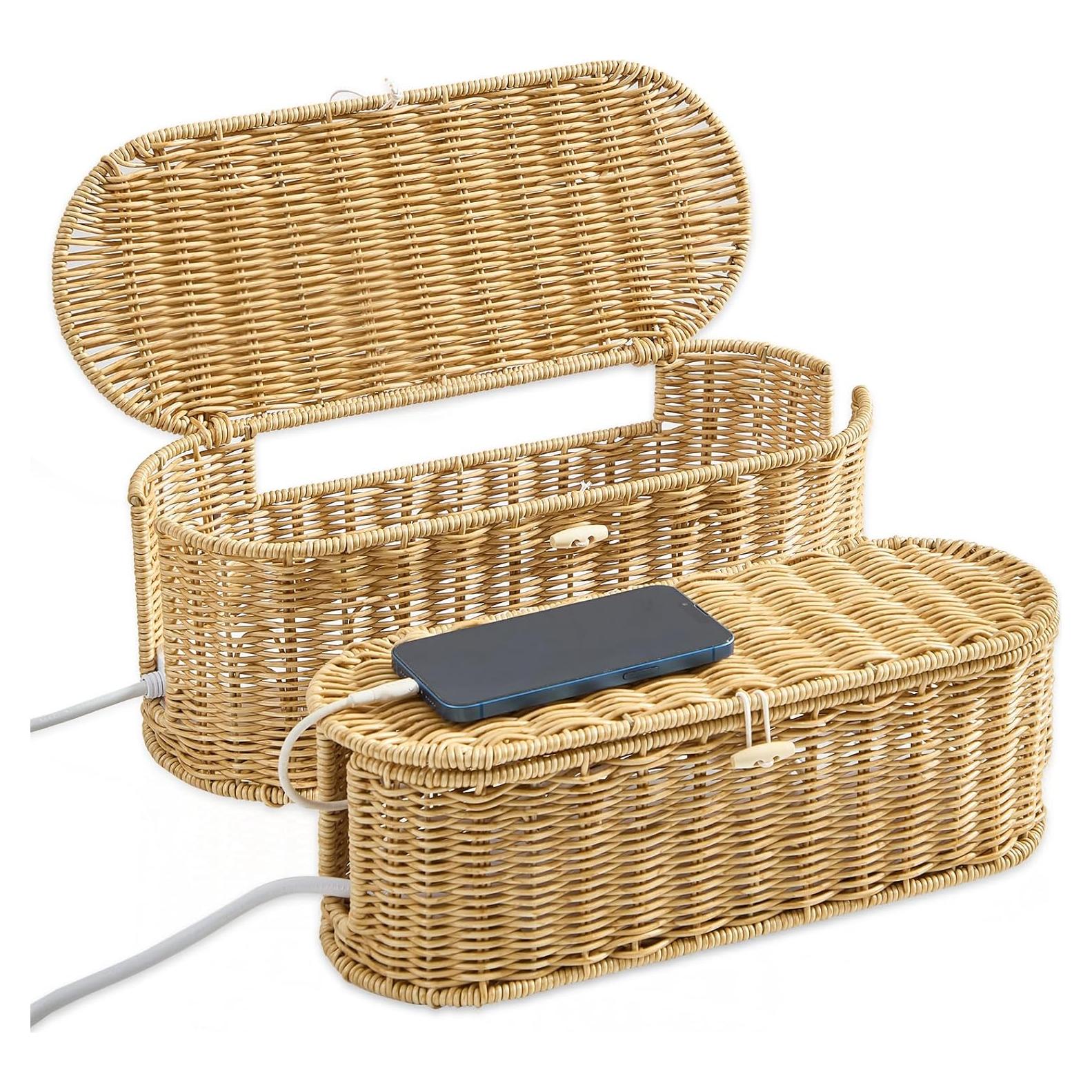 Caja Organizadora de Cables FairyHaus 2Pack Caramelo Tejida