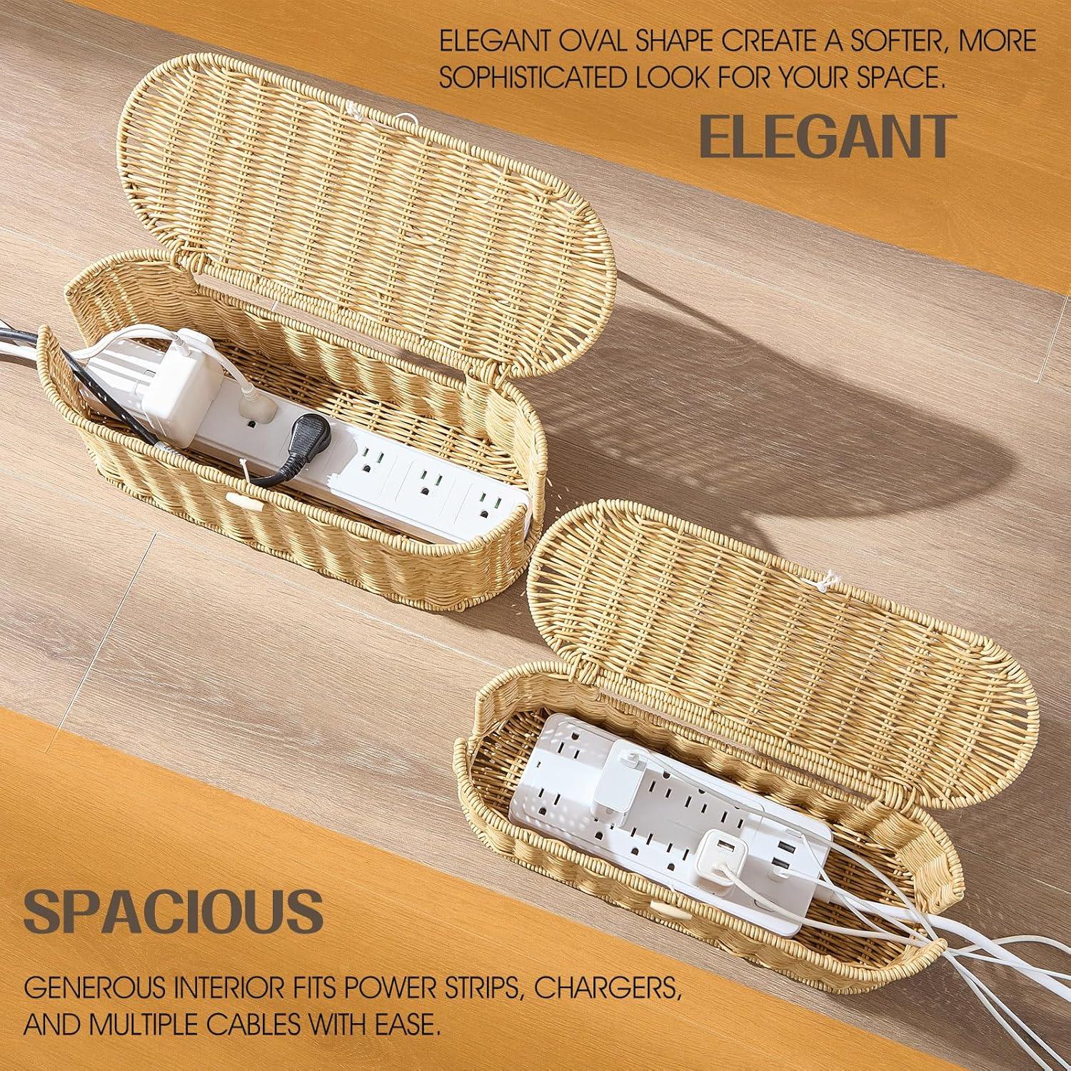 Caja Organizadora de Cables FairyHaus 2Pack Caramelo Tejida