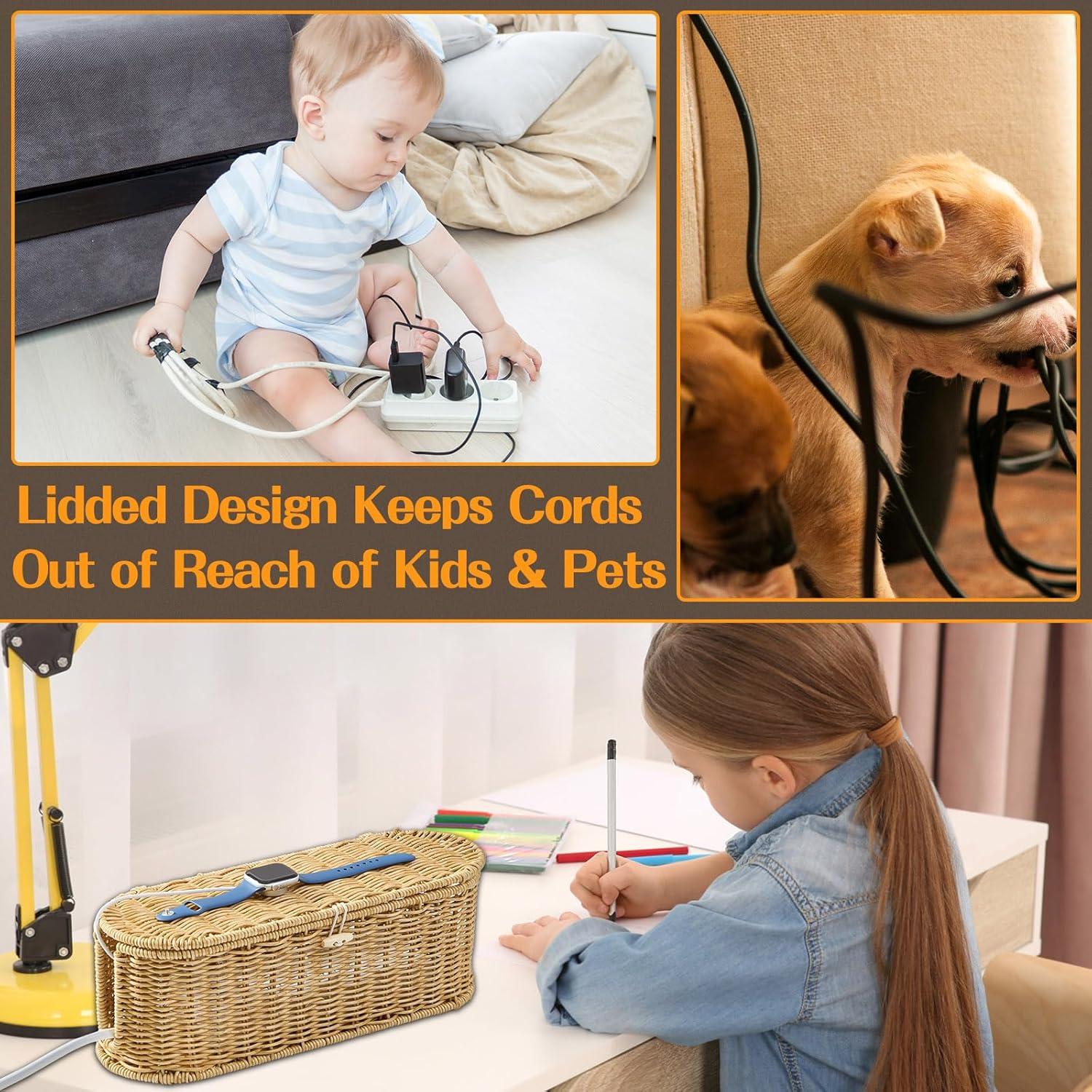 Caja Organizadora de Cables FairyHaus 2Pack Caramelo Tejida