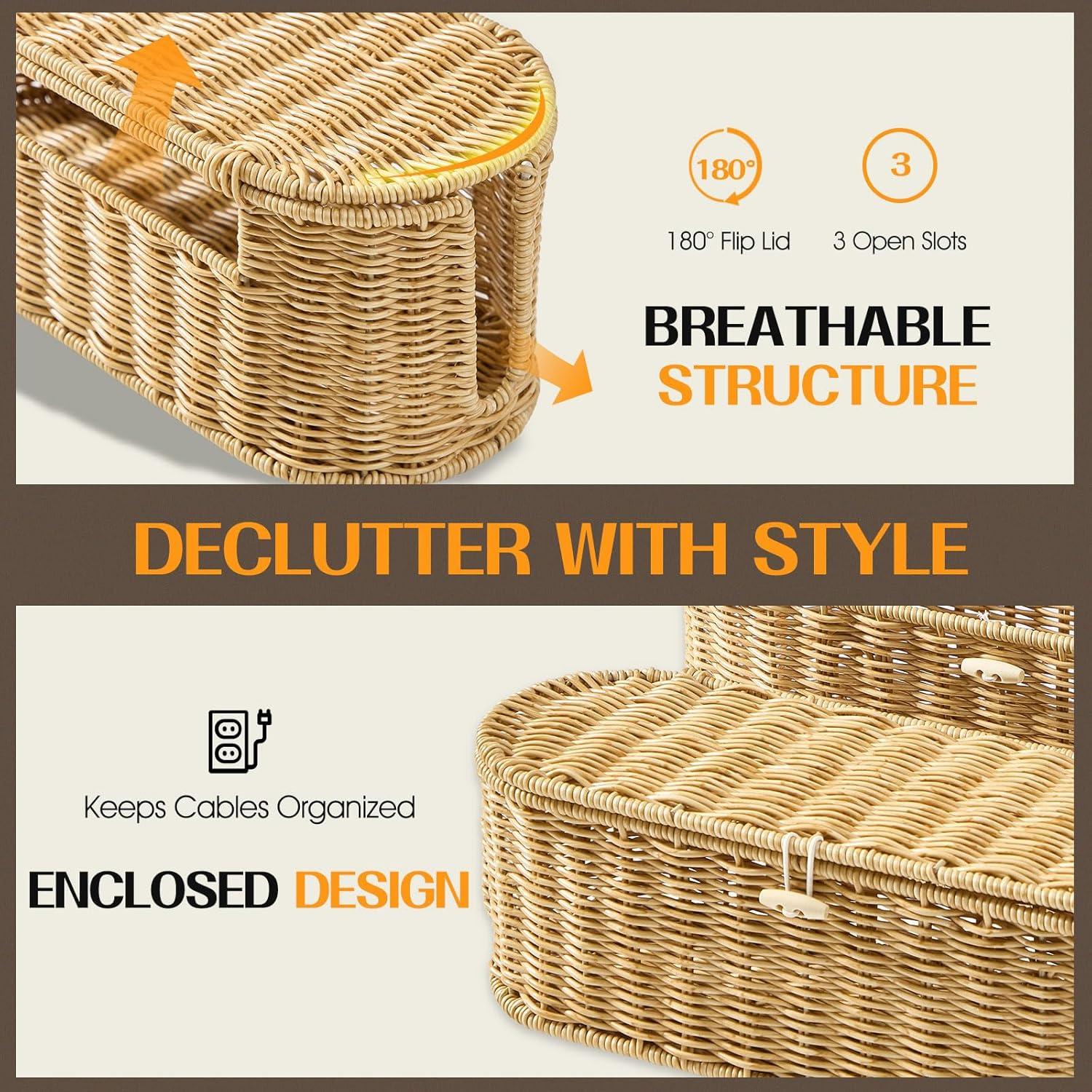 Caja Organizadora de Cables FairyHaus 2Pack Caramelo Tejida
