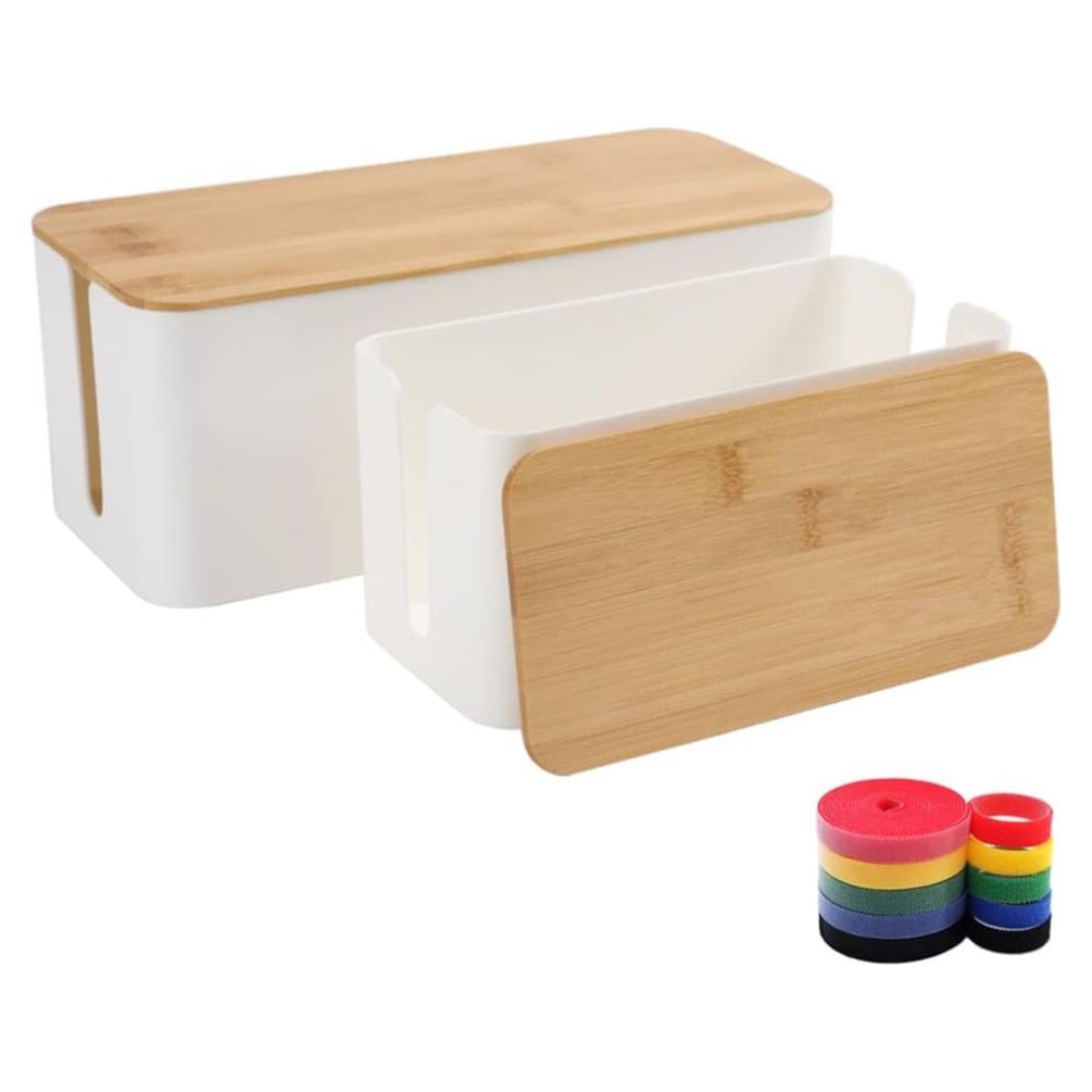 Caja Organizadora de Cables One Sheep Set 2 Bambú Grande y Mediano