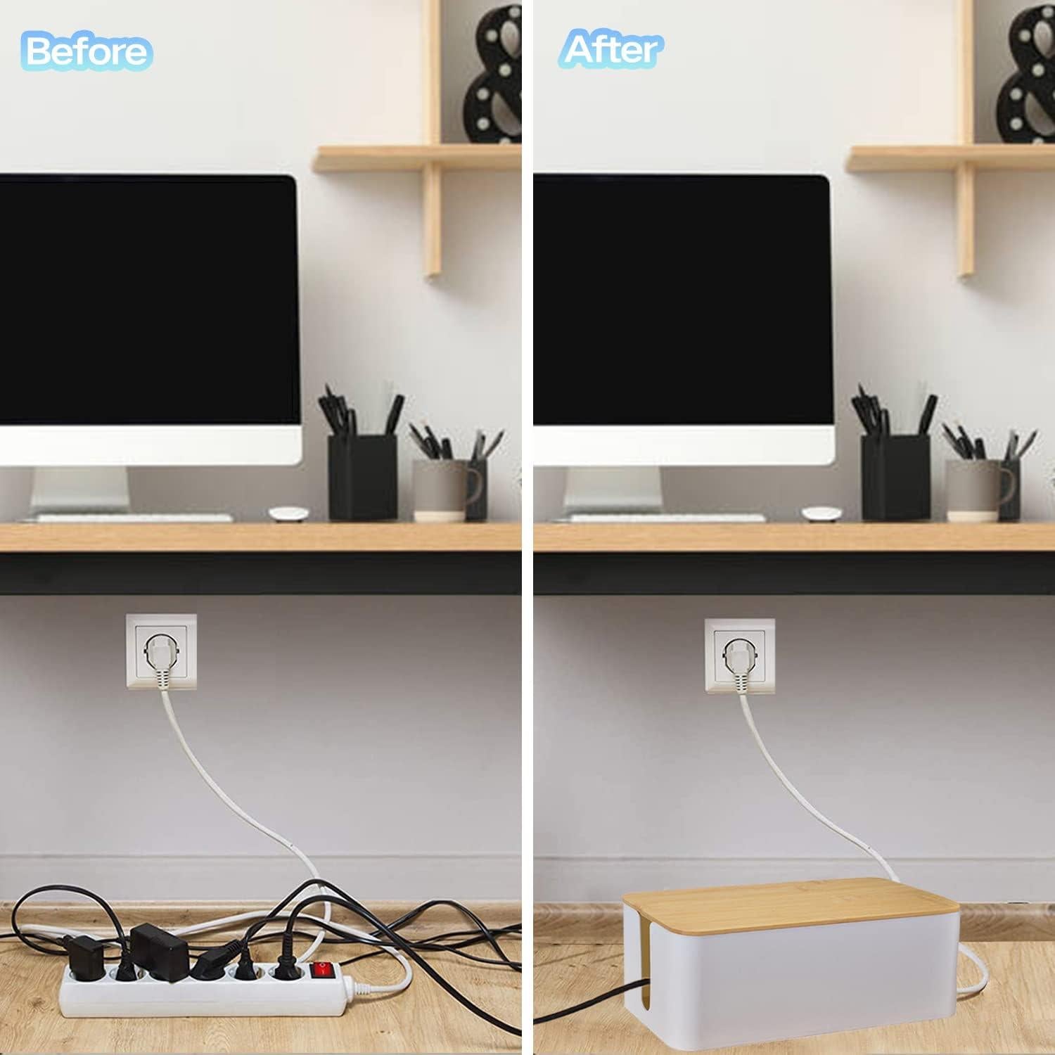 Caja Organizadora de Cables One Sheep Set 2 Bambú Grande y Mediano