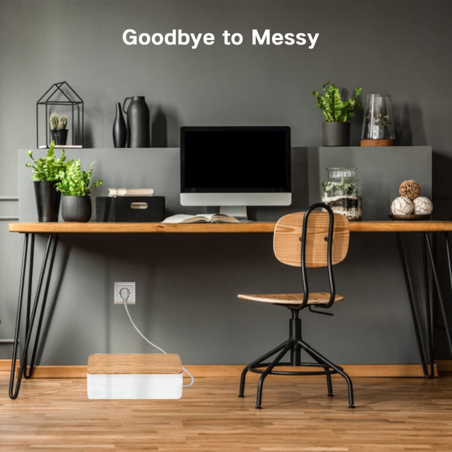 Caja Organizadora de Cables One Sheep Set 2 Bambú Grande y Mediano